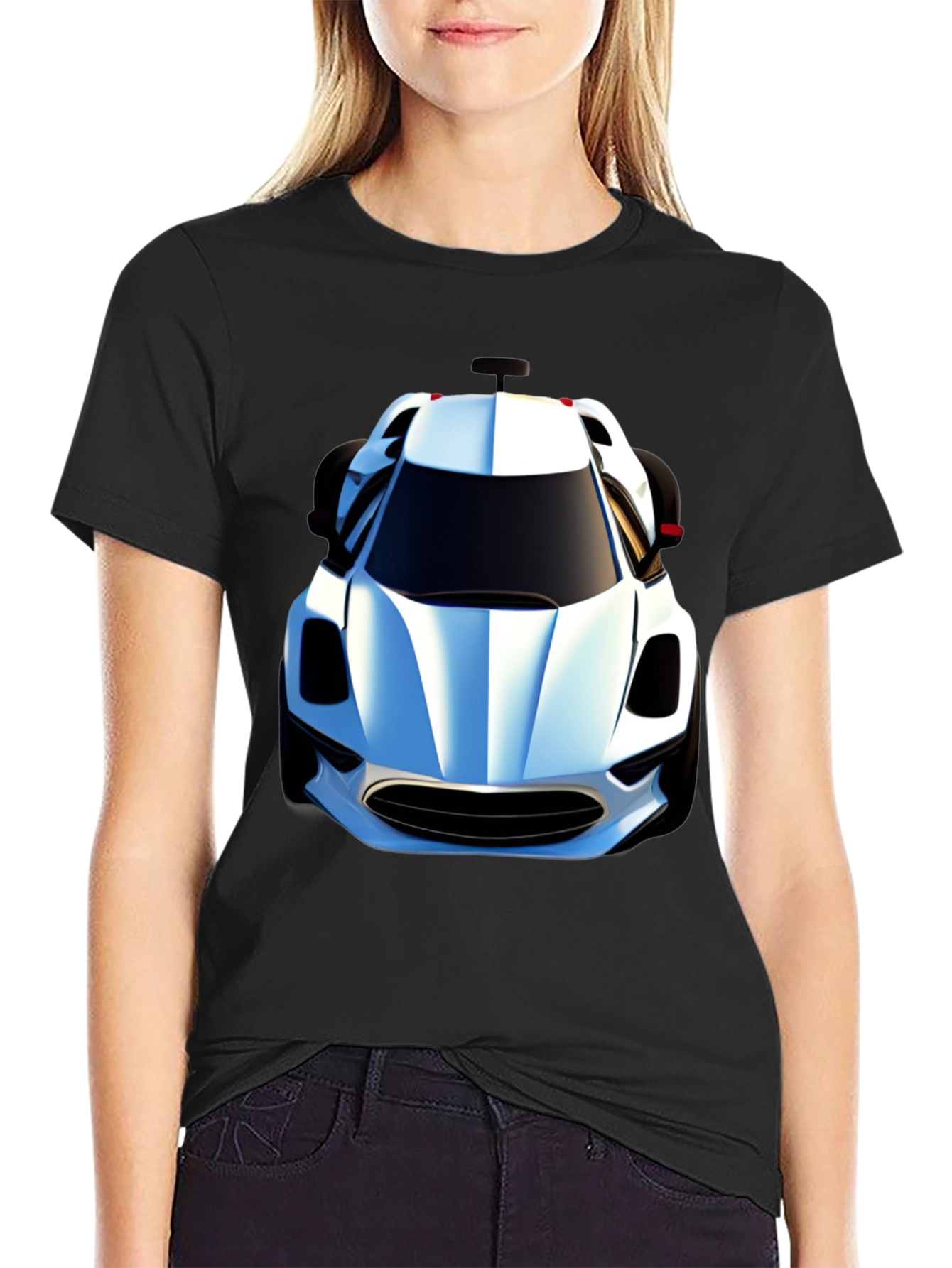 Black T-Shirt with Car Graphic