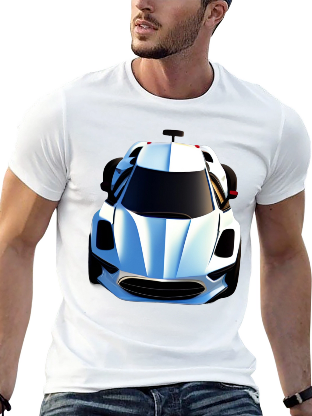 Black T-Shirt with Car Graphic