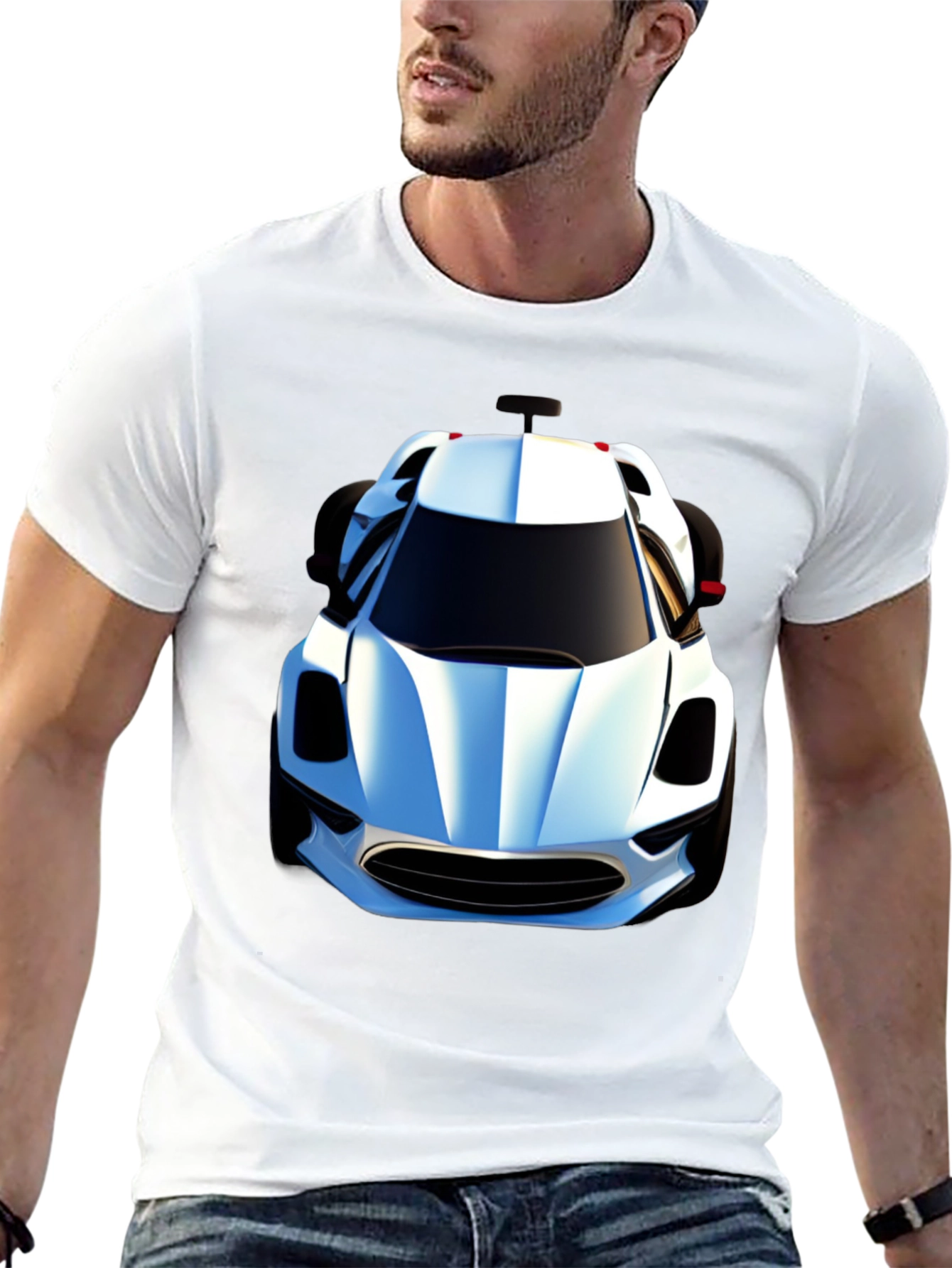 Black T-Shirt with Car Graphic