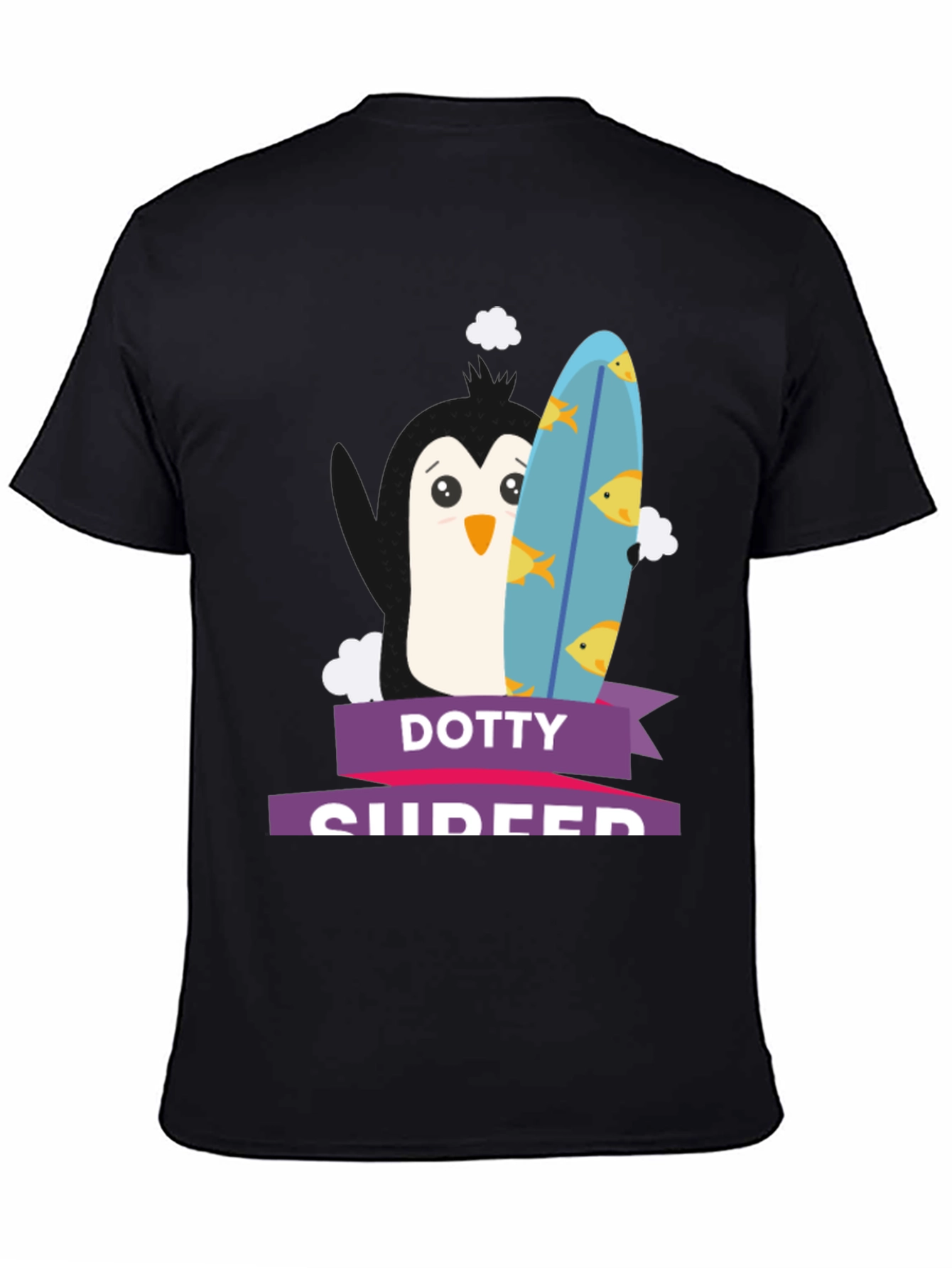 Dotty Surfer Tee - Penguin Surfboard Graphic T-Shirt