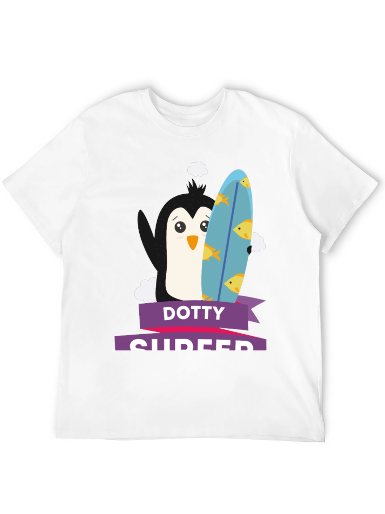 Dotty Surfer Tee - Penguin Surfboard Graphic T-Shirt