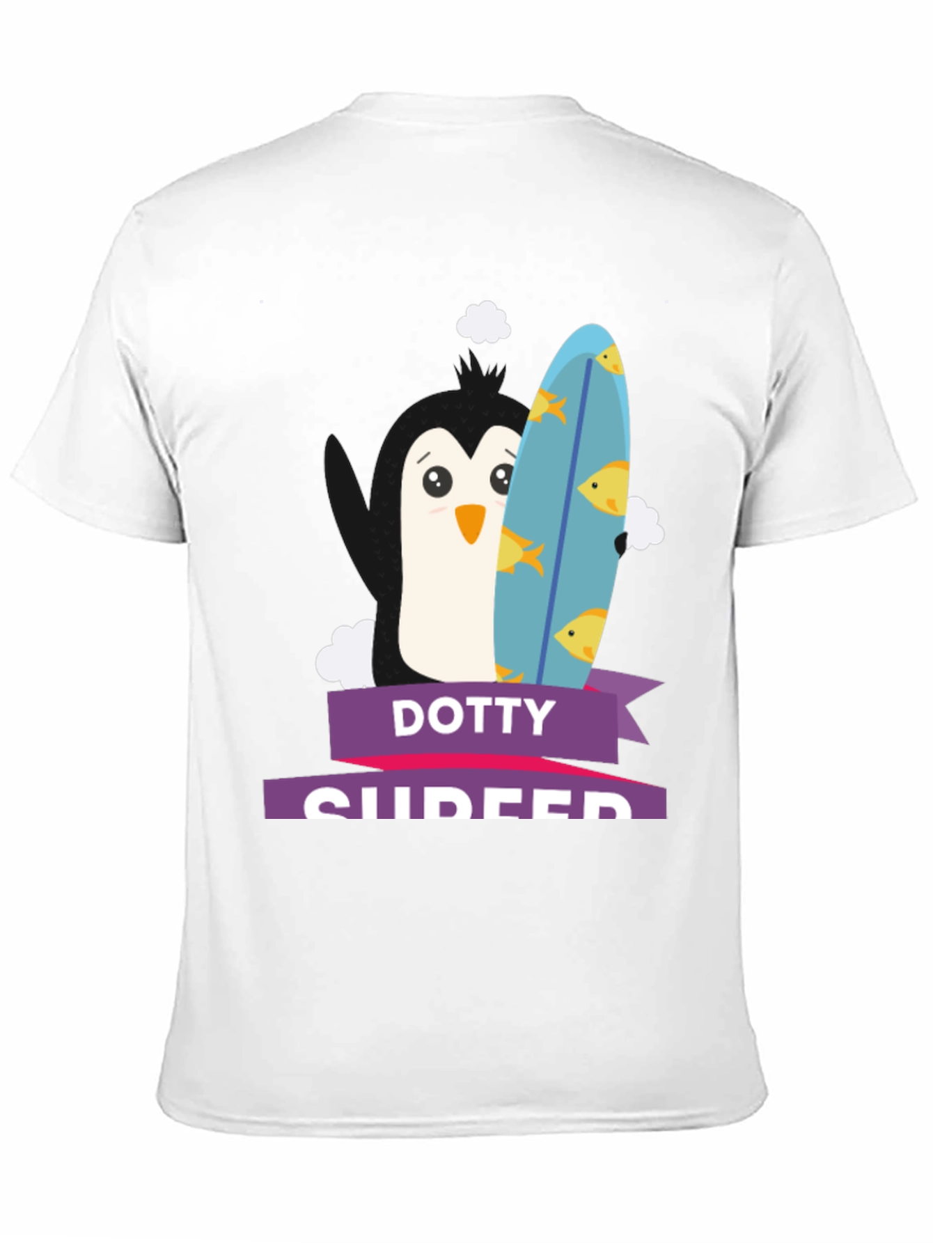 Dotty Surfer Tee - Penguin Surfboard Graphic T-Shirt