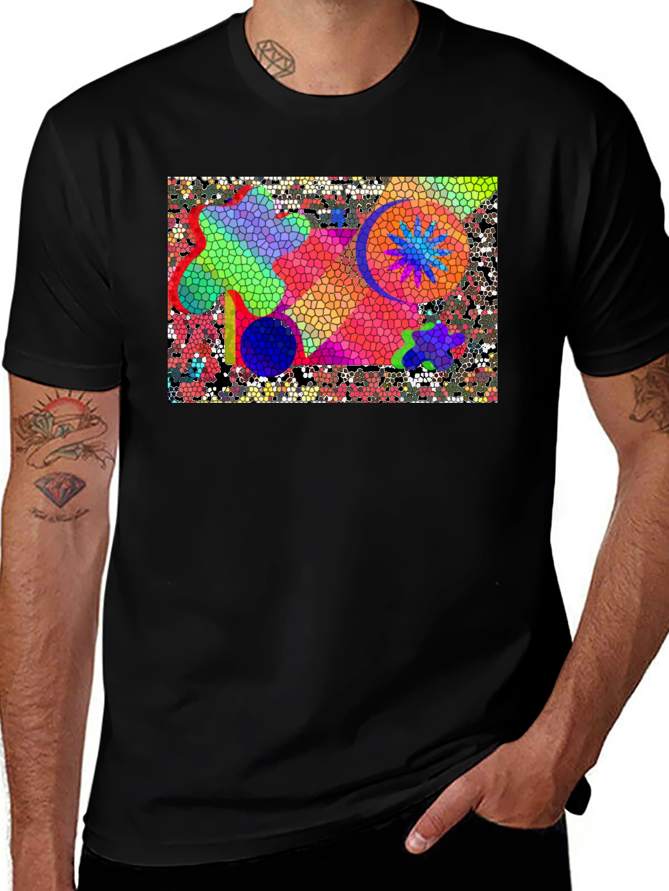 Abstract Mosaic T-Shirt - Vivid Colors Unique Design