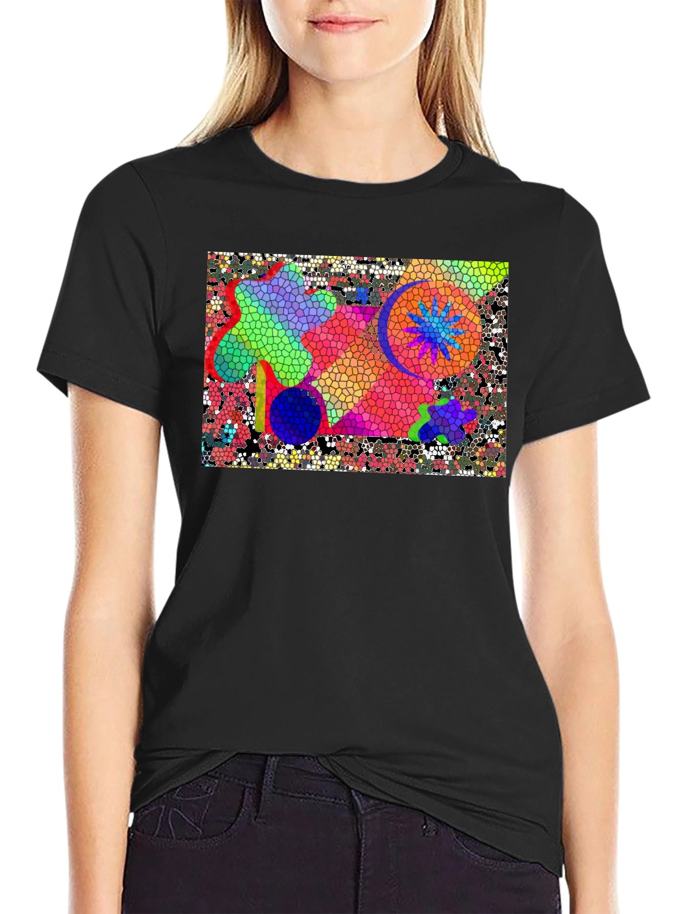 Abstract Mosaic T-Shirt - Vivid Colors Unique Design