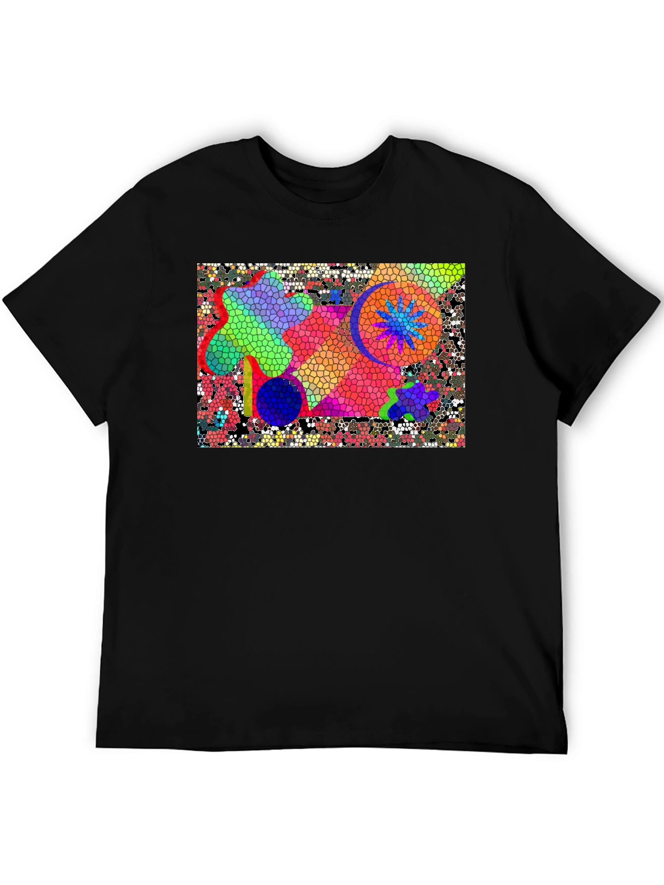 Abstract Mosaic T-Shirt - Vivid Colors Unique Design
