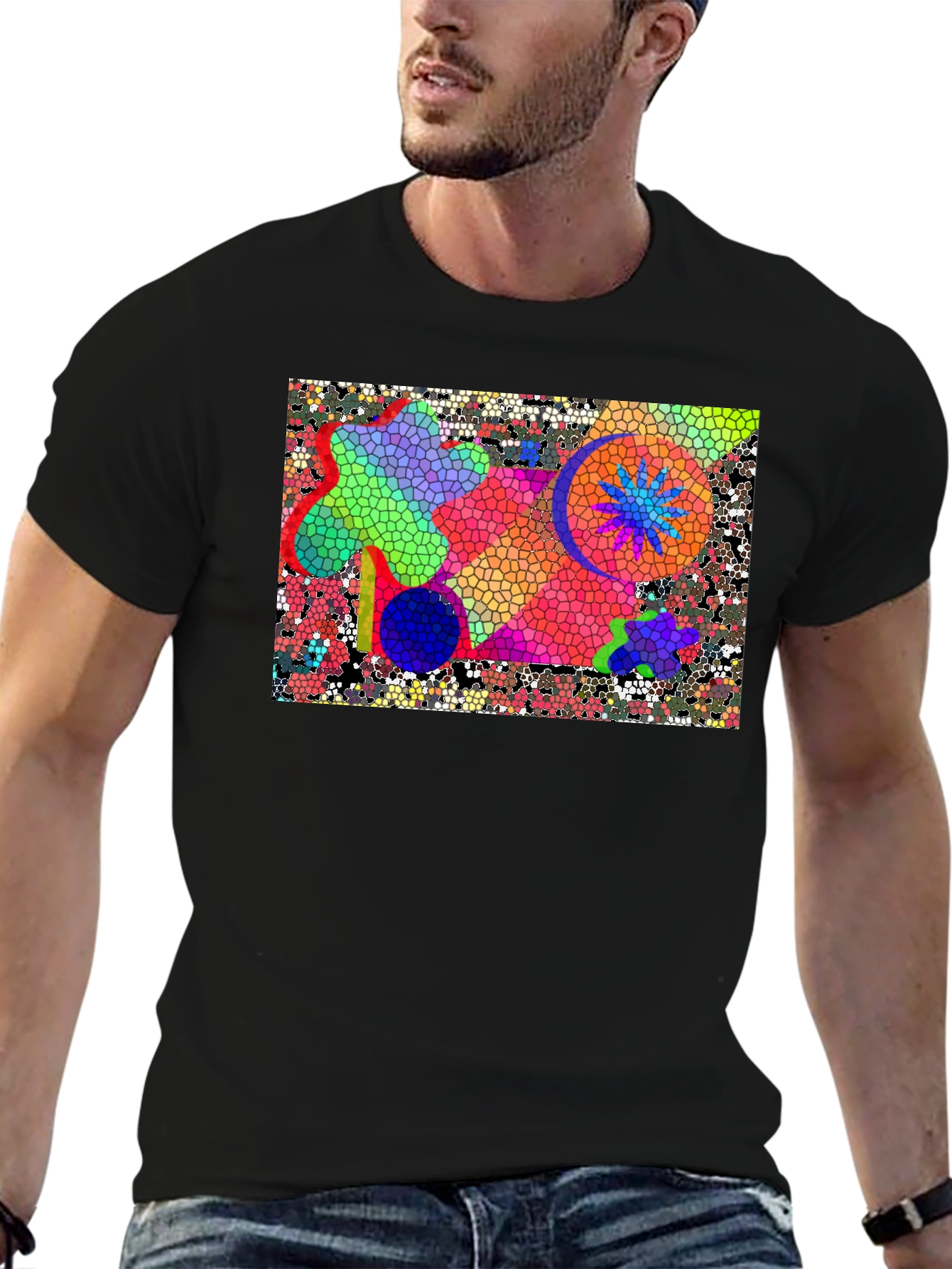 Abstract Mosaic T-Shirt - Vivid Colors Unique Design