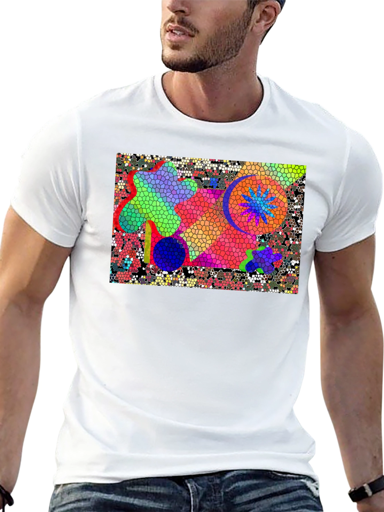 Abstract Mosaic T-Shirt - Vivid Colors Unique Design