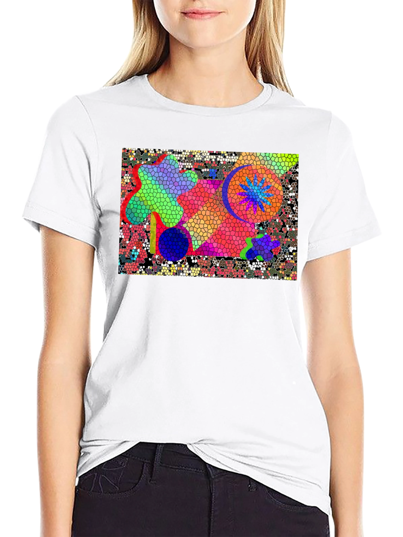 Abstract Mosaic T-Shirt - Vivid Colors Unique Design