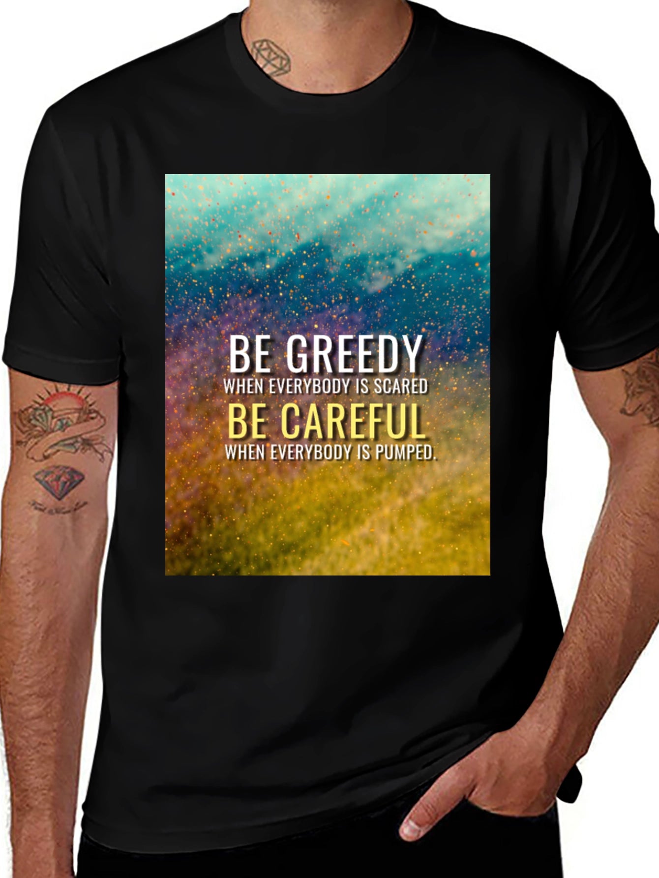 Be Greedy Be Careful Black T-Shirt