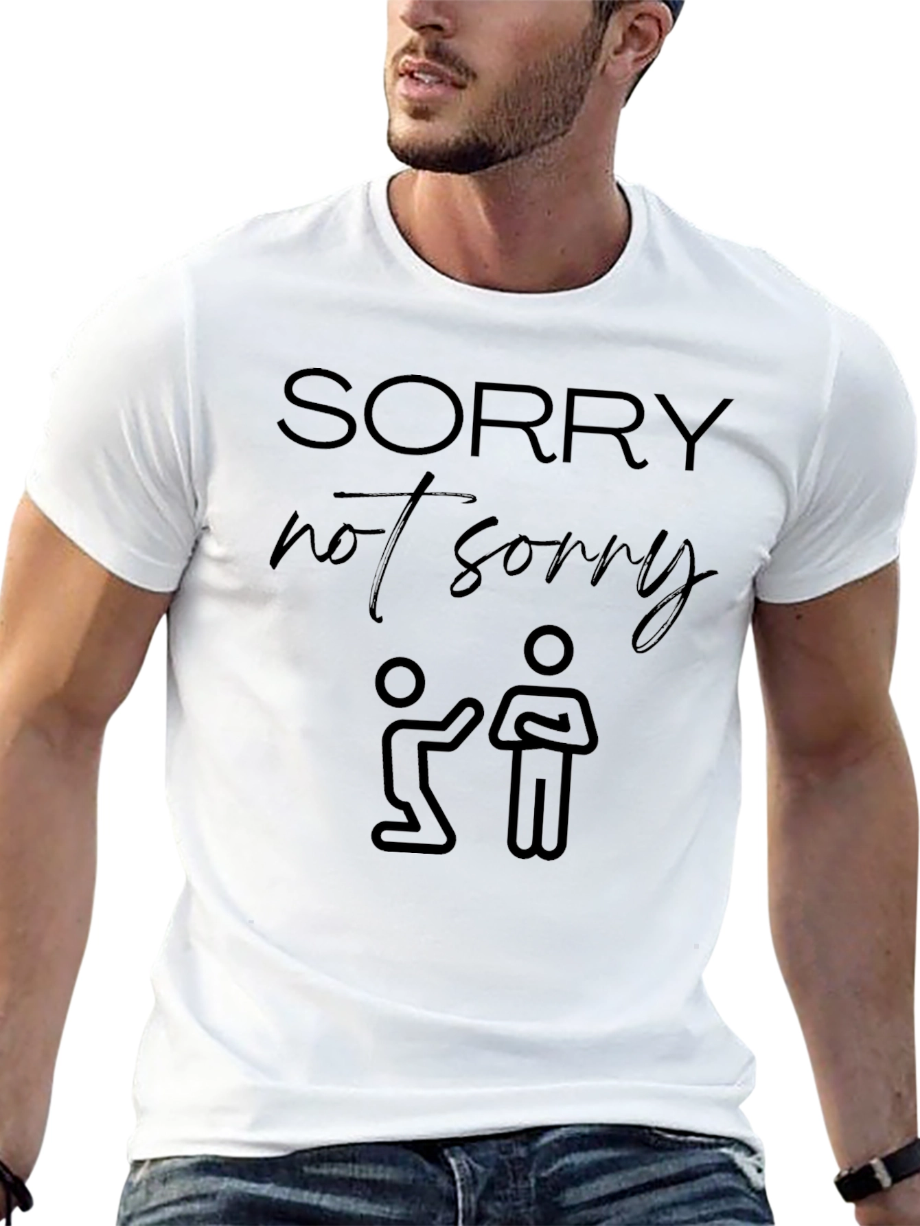 Sorry Not Sorry Graphic Tee - Black Crew Neck