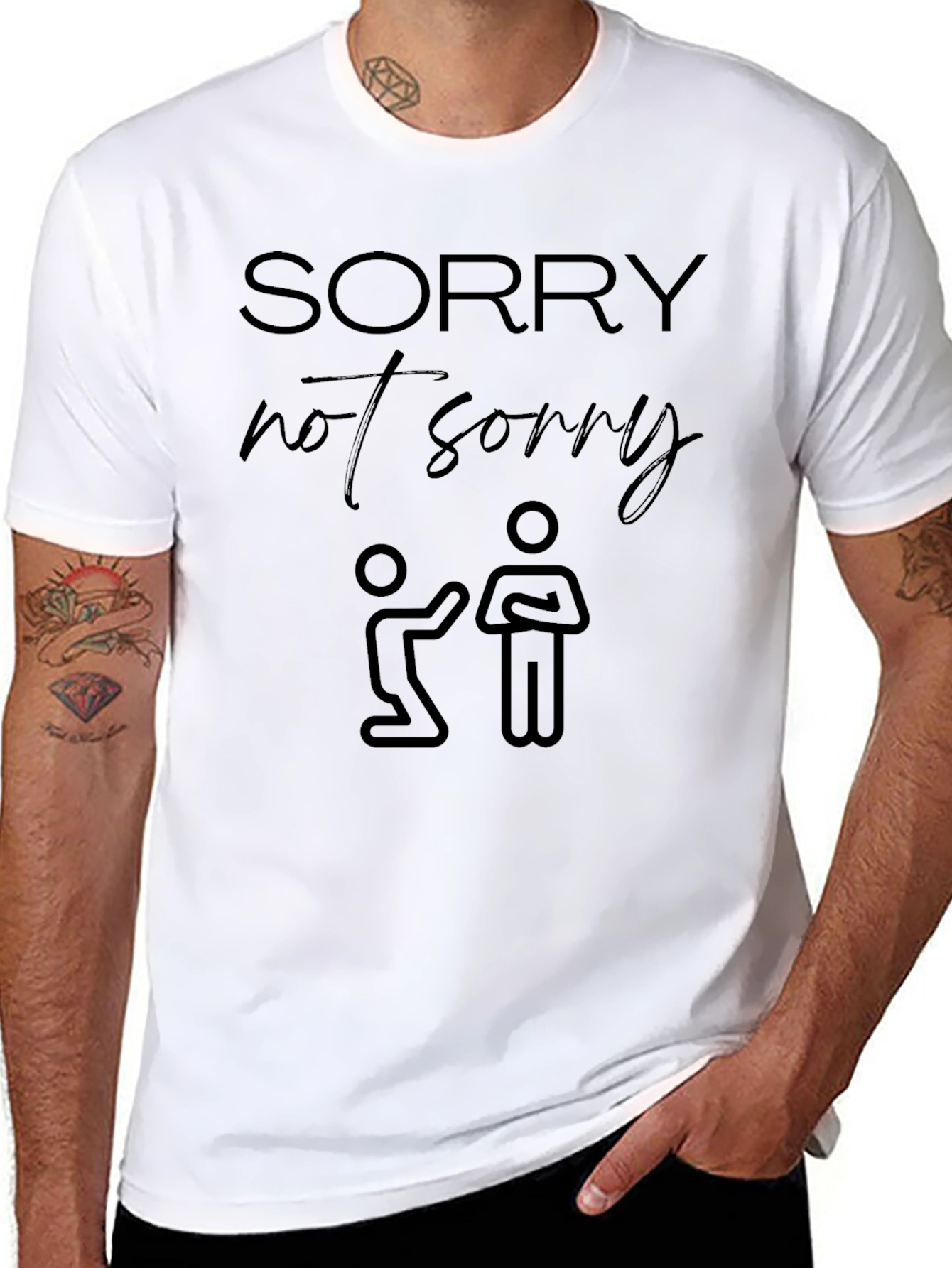 Sorry Not Sorry Graphic Tee - Black Crew Neck