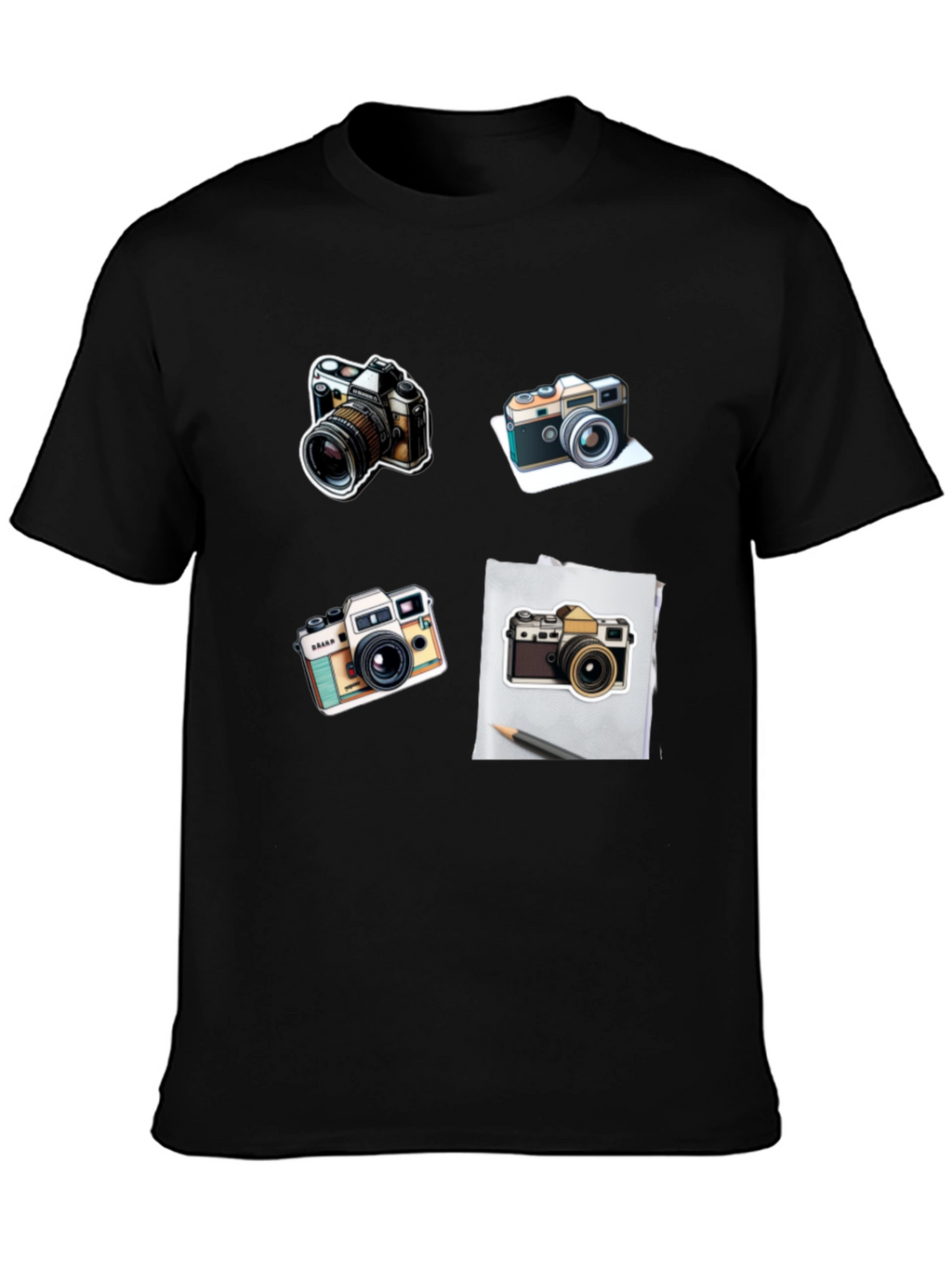 Camera Print Black T-Shirt