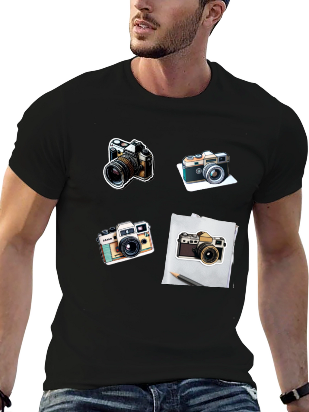 Camera Print Black T-Shirt
