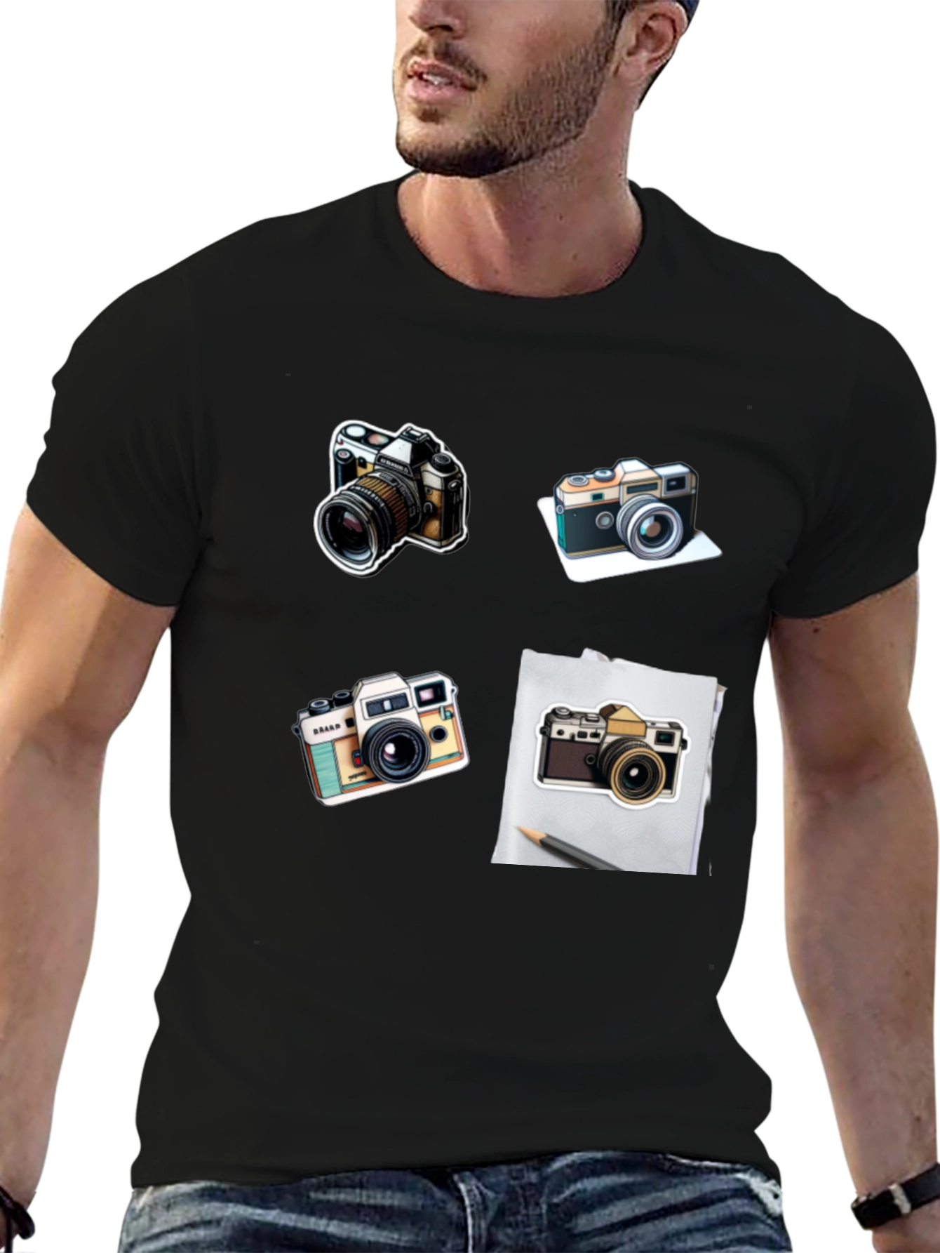 Camera Print Black T-Shirt