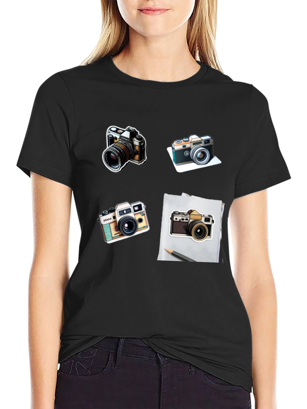 Camera Print Black T-Shirt