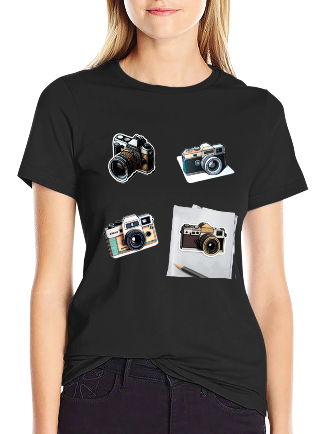 Camera Print Black T-Shirt