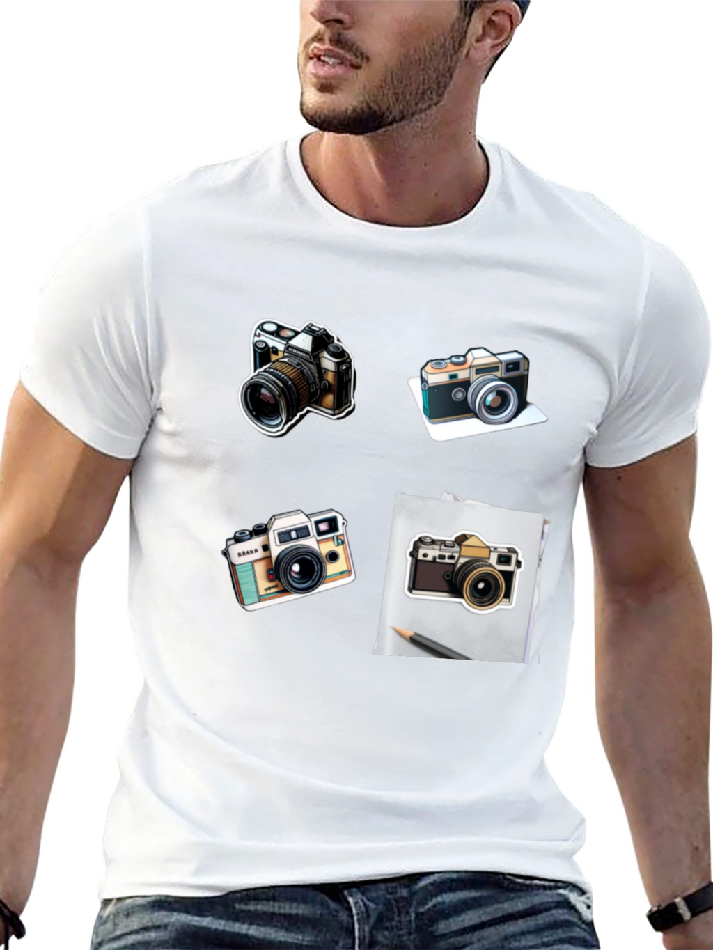 Camera Print Black T-Shirt