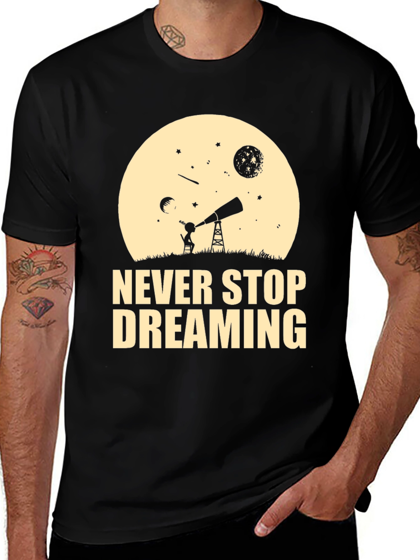 Dreaming T-Shirt - Black Cotton Inspirational Design