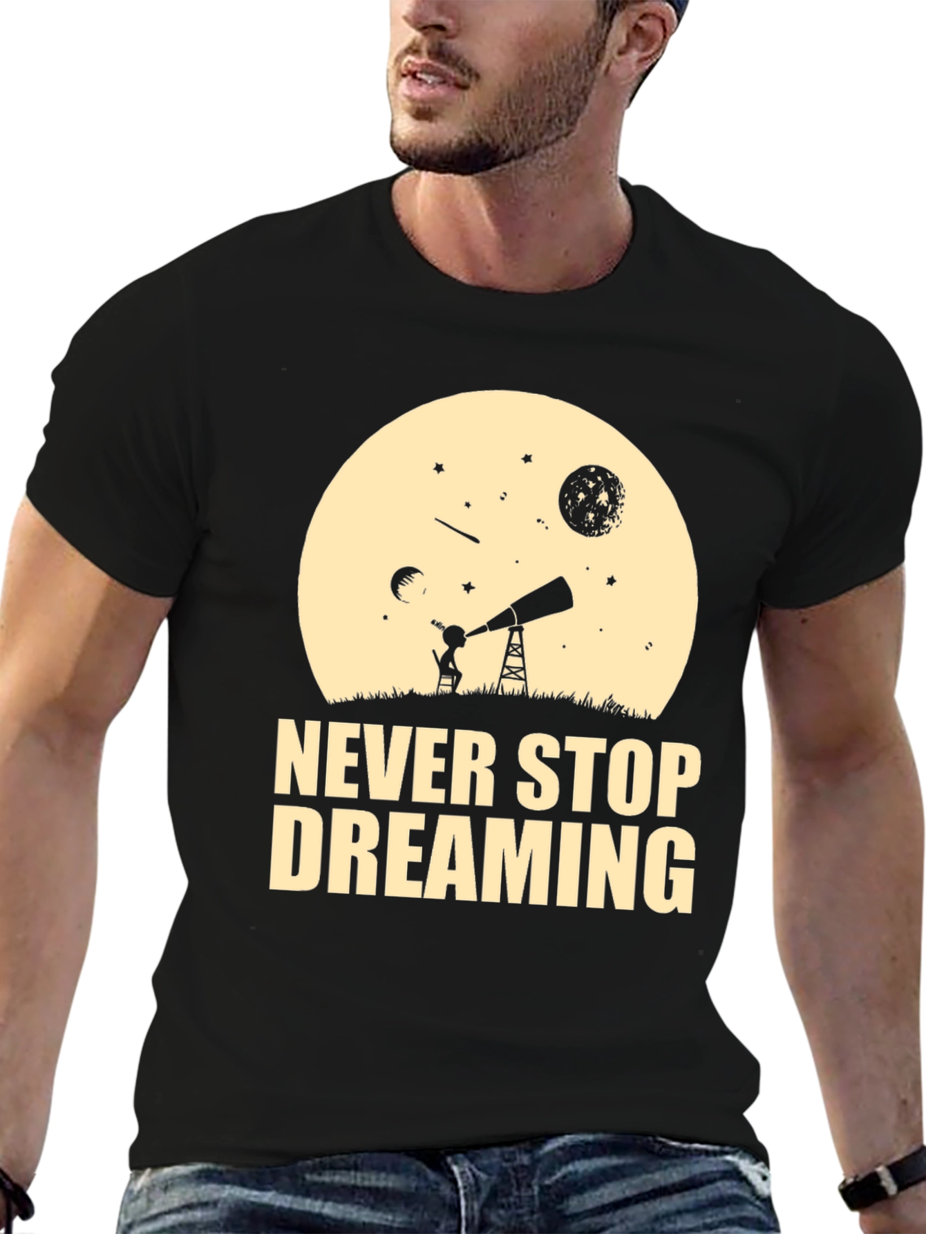 Dreaming T-Shirt - Black Cotton Inspirational Design