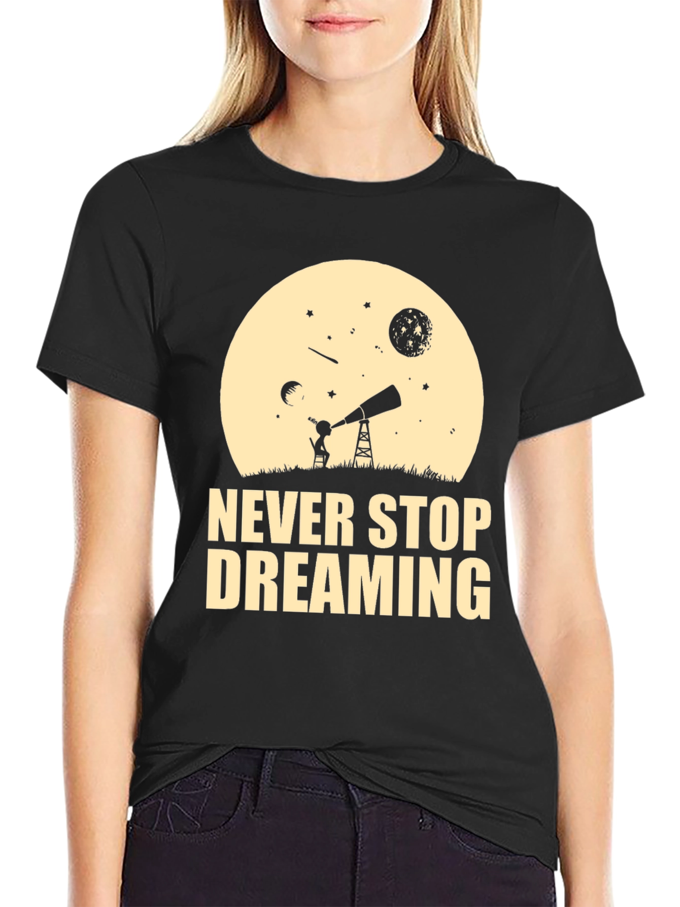 Dreaming T-Shirt - Black Cotton Inspirational Design