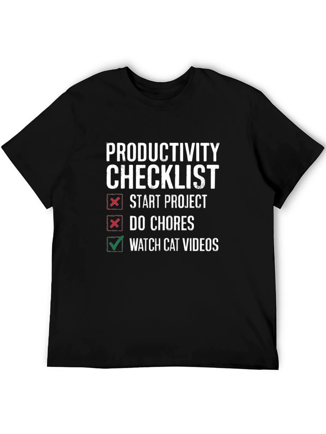 Productivity Checklist Graphic Tee - Watch Cat Videos