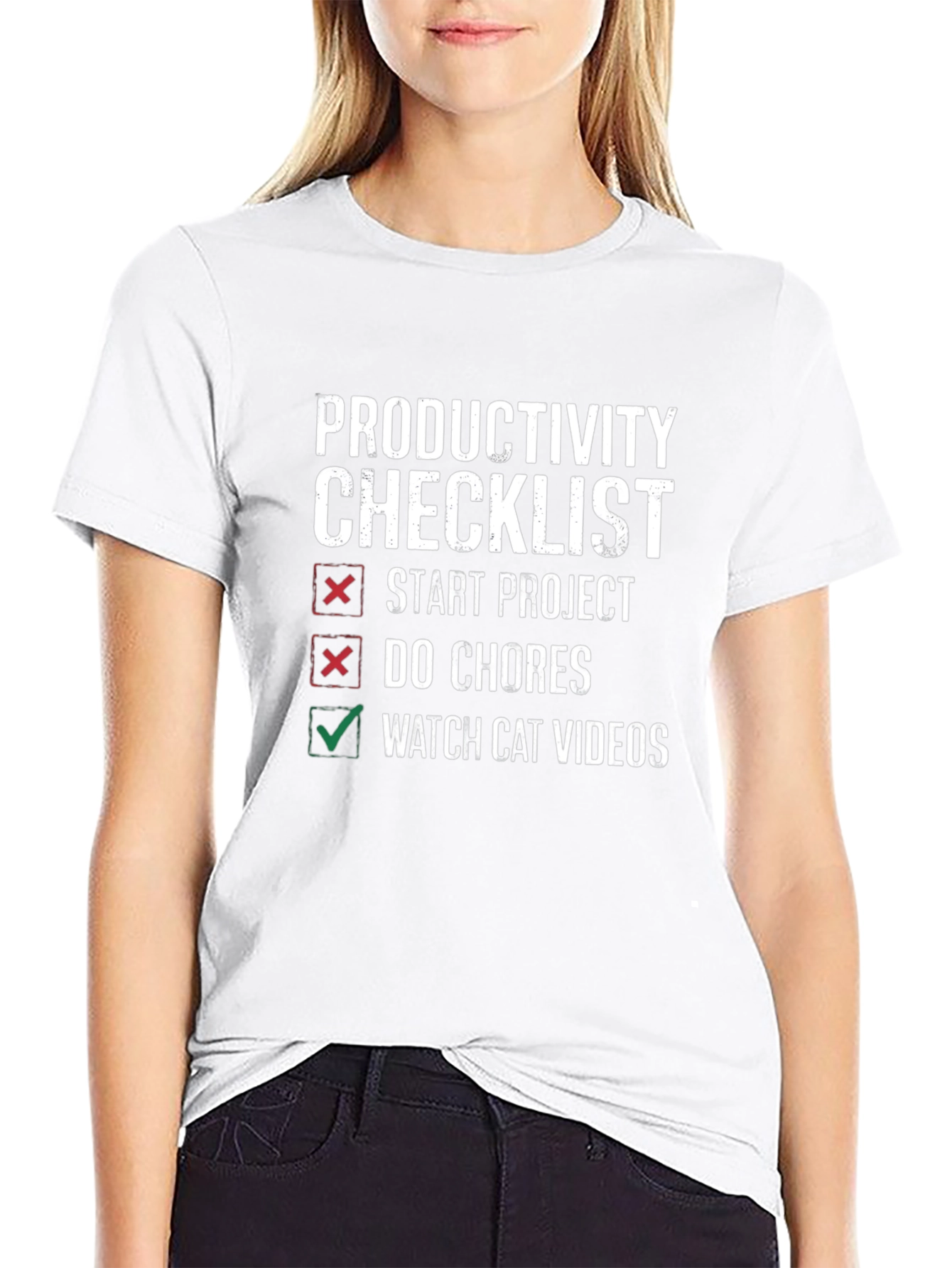 Productivity Checklist Graphic Tee - Watch Cat Videos