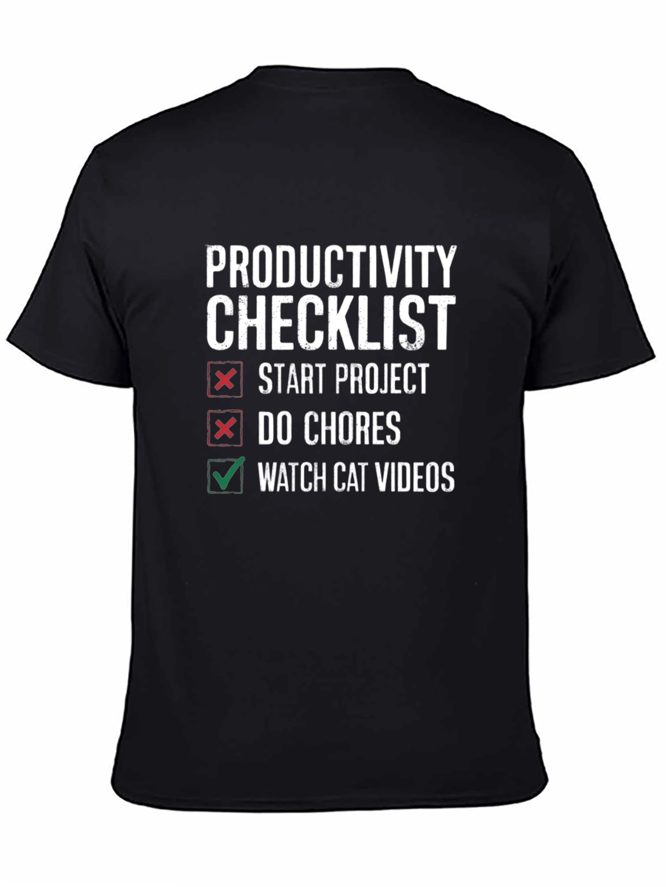 Productivity Checklist Graphic Tee - Watch Cat Videos