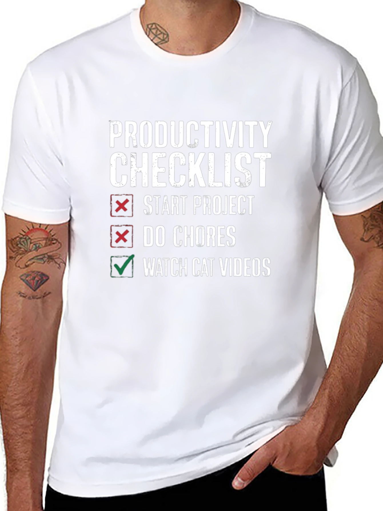 Productivity Checklist Graphic Tee - Watch Cat Videos