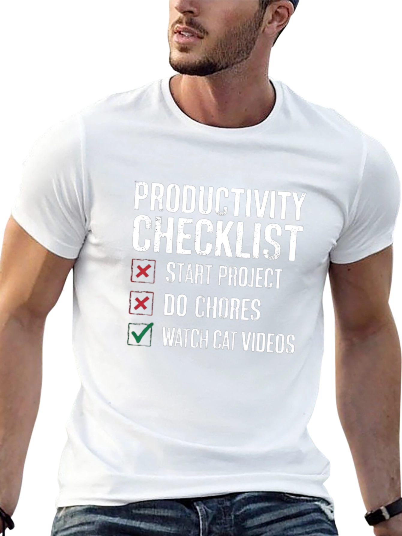 Productivity Checklist Graphic Tee - Watch Cat Videos