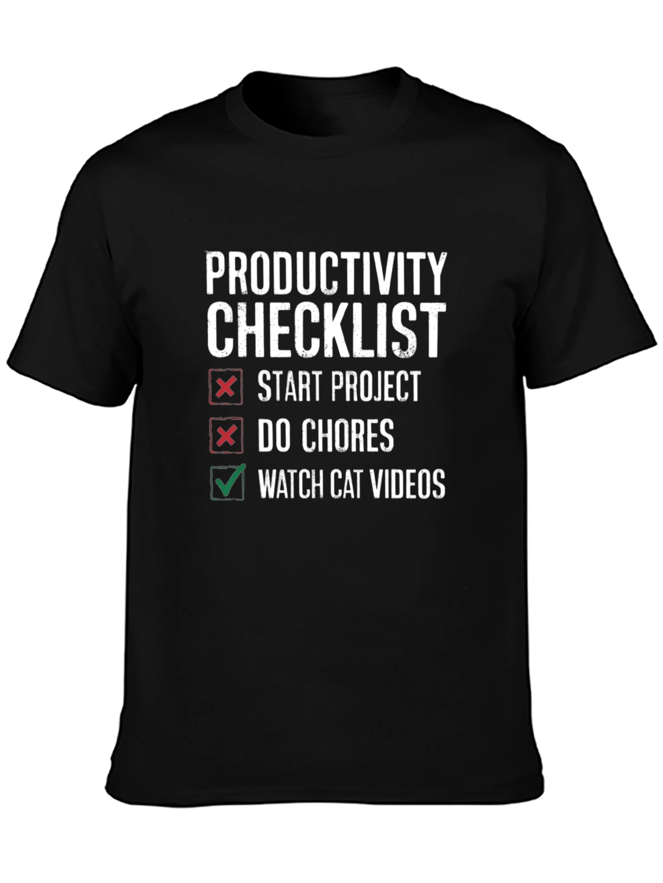 Productivity Checklist Graphic Tee - Watch Cat Videos