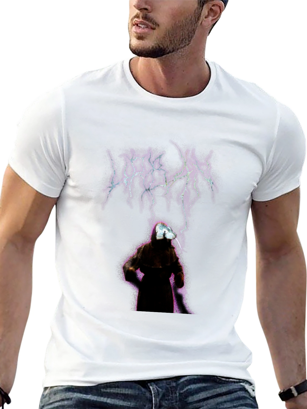 Urban Black Graphic Tee - Mystic Figure