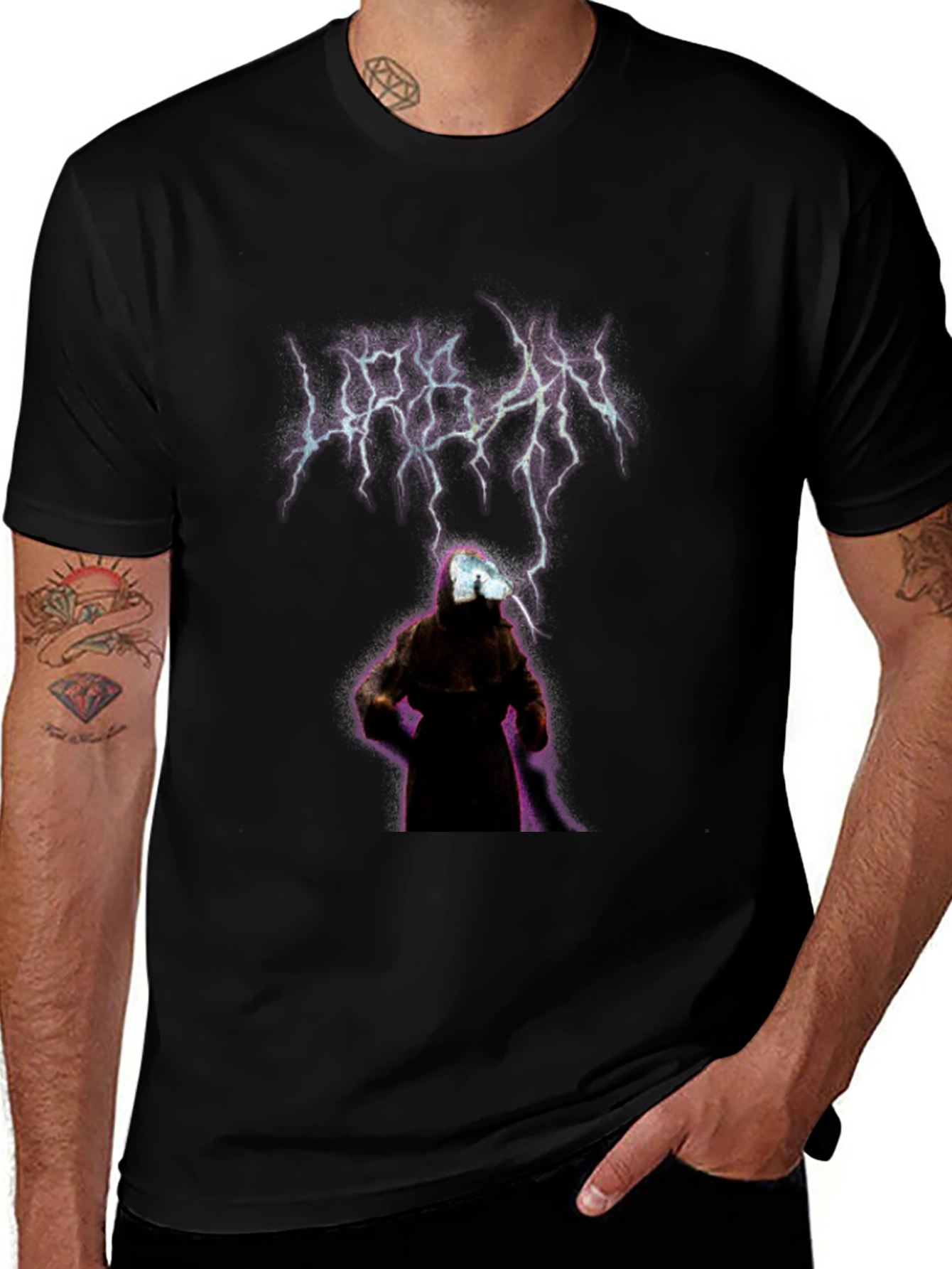 Urban Black Graphic Tee - Mystic Figure