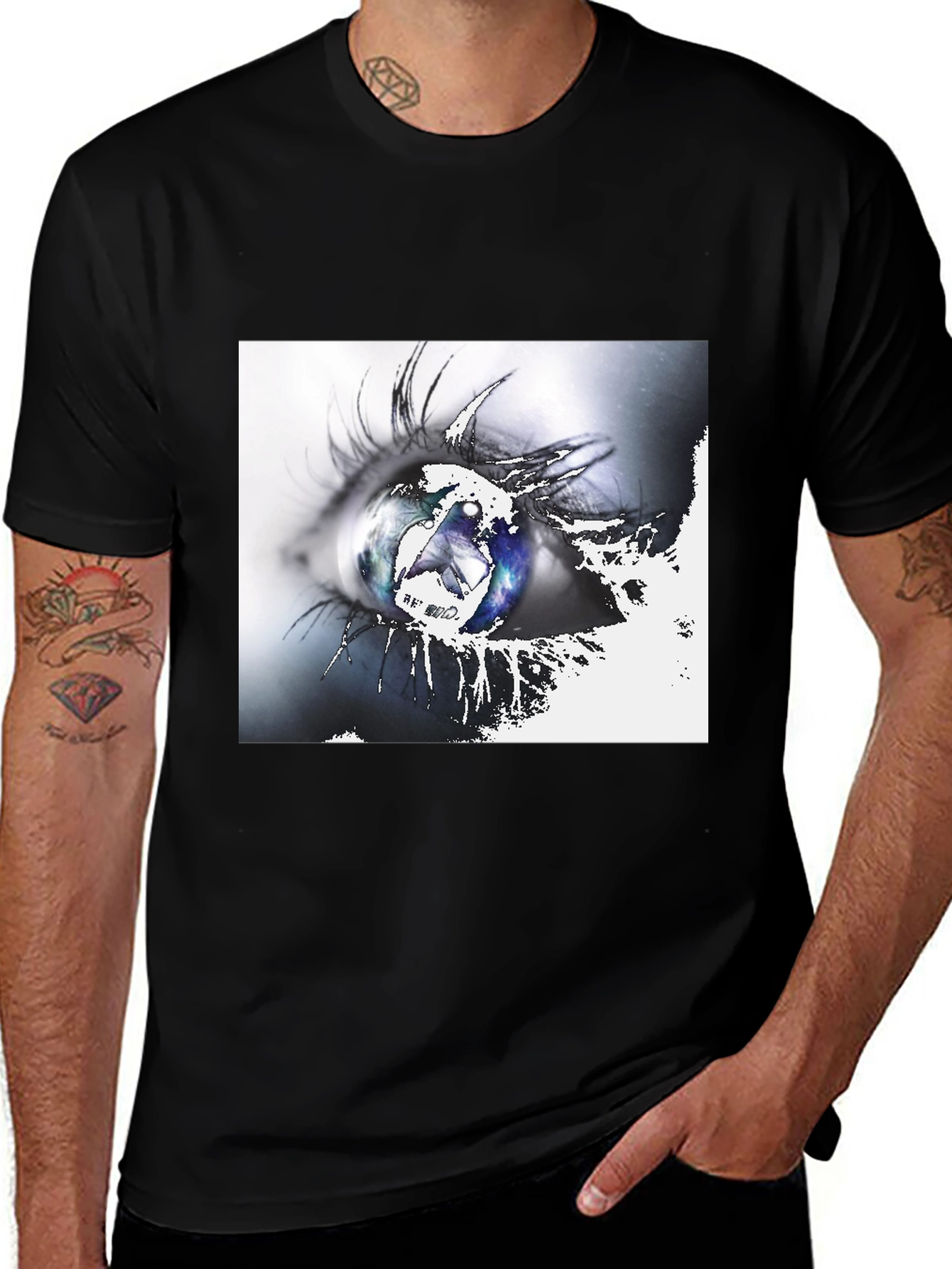 Eye See Galaxy Graphic Tee - Black Cotton T-Shirt