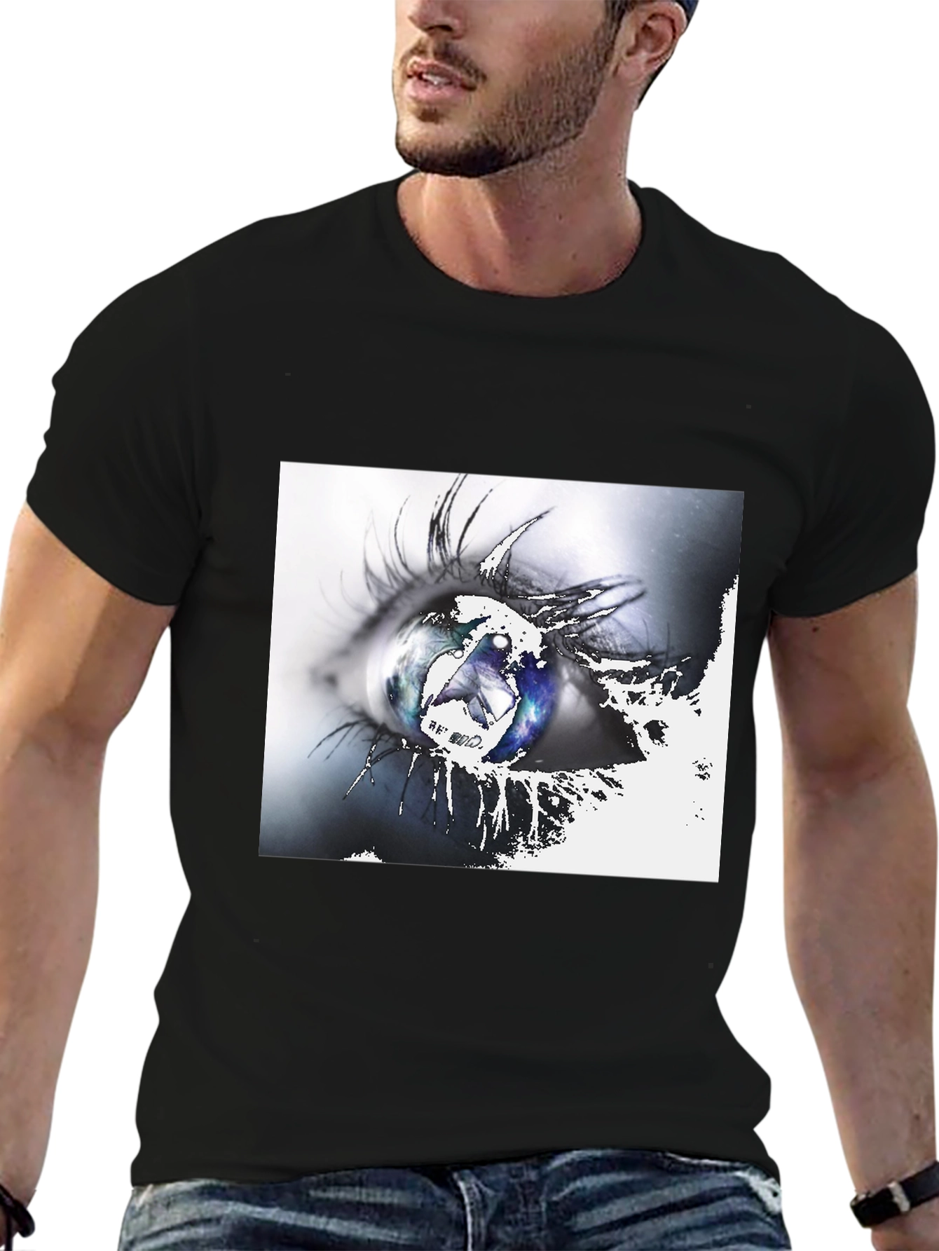 Eye See Galaxy Graphic Tee - Black Cotton T-Shirt