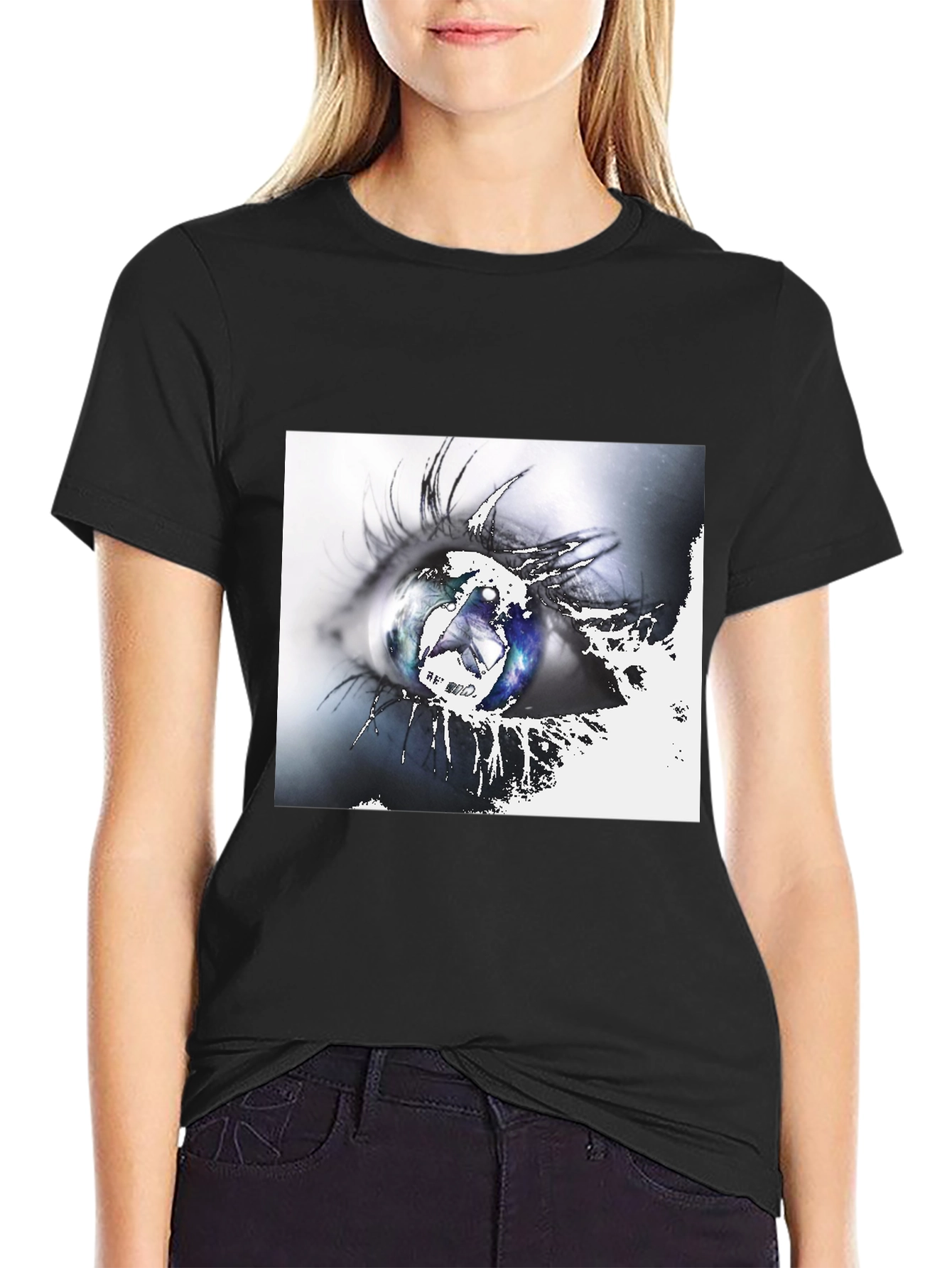 Eye See Galaxy Graphic Tee - Black Cotton T-Shirt