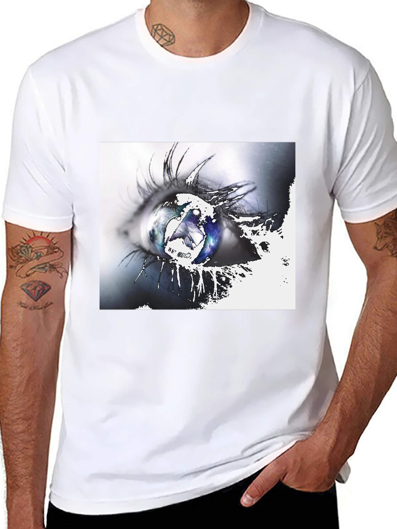 Eye See Galaxy Graphic Tee - Black Cotton T-Shirt