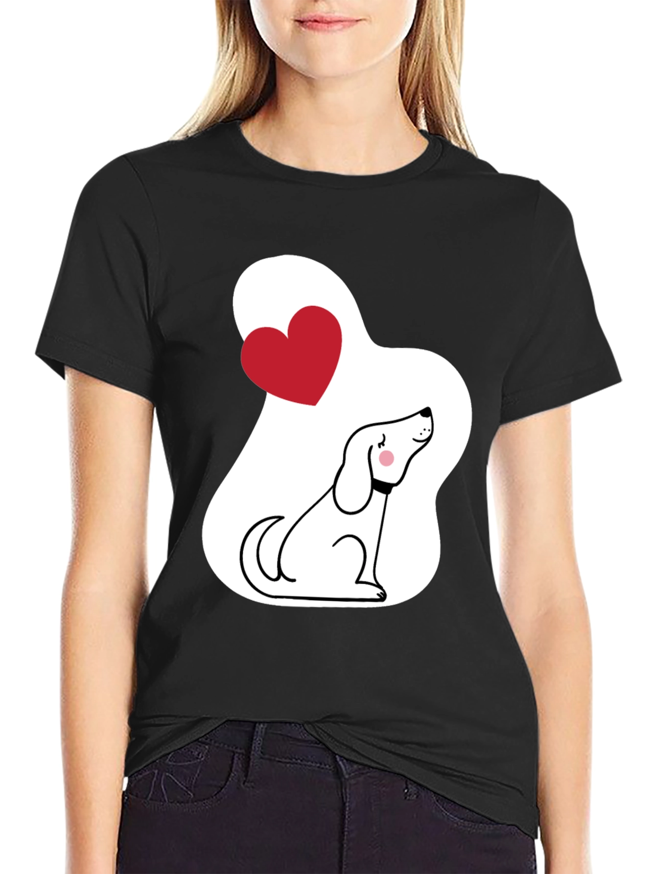 Dog Lover T-Shirt - Cute Cartoon Puppy with Heart