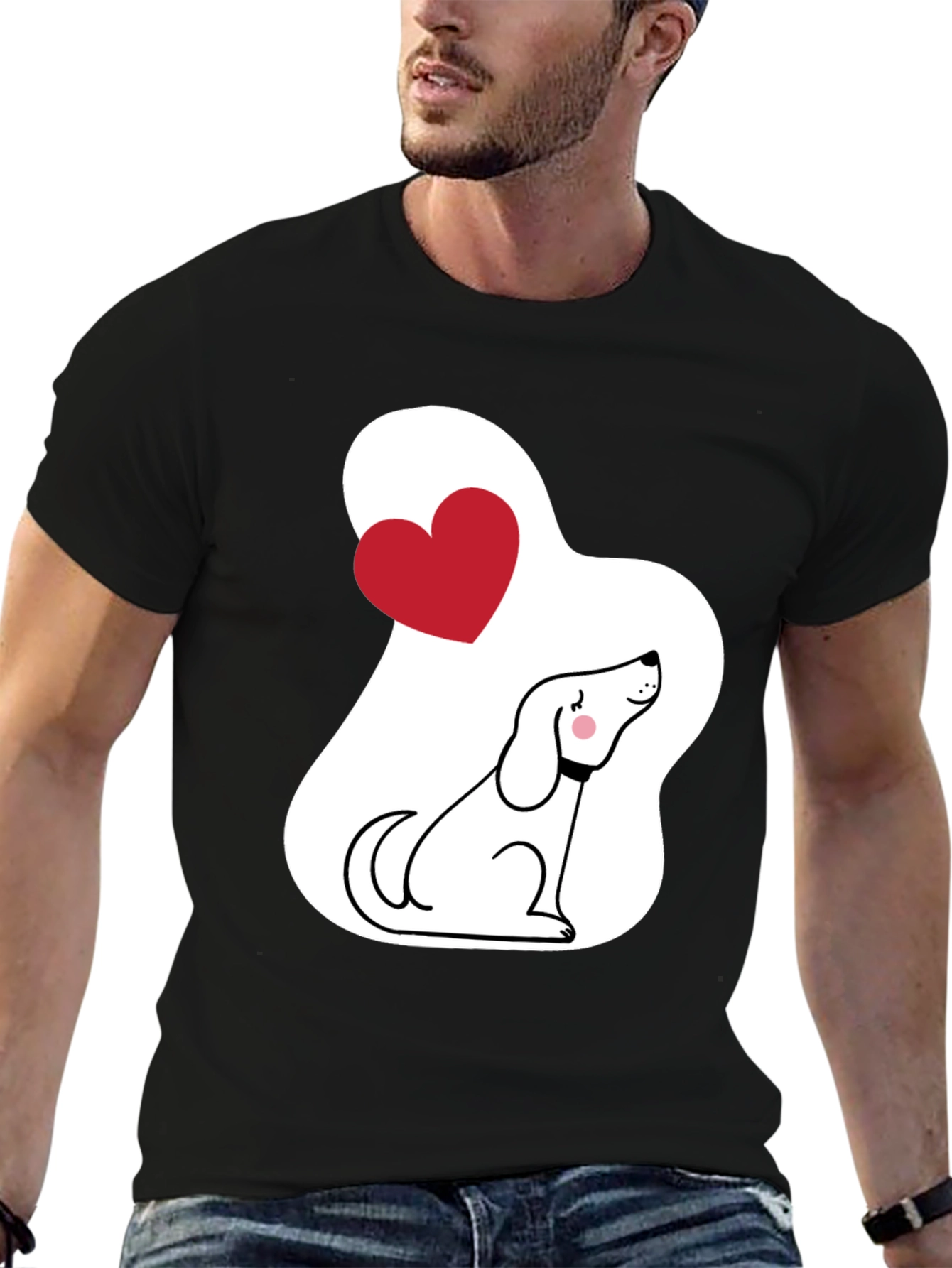 Dog Lover T-Shirt - Cute Cartoon Puppy with Heart