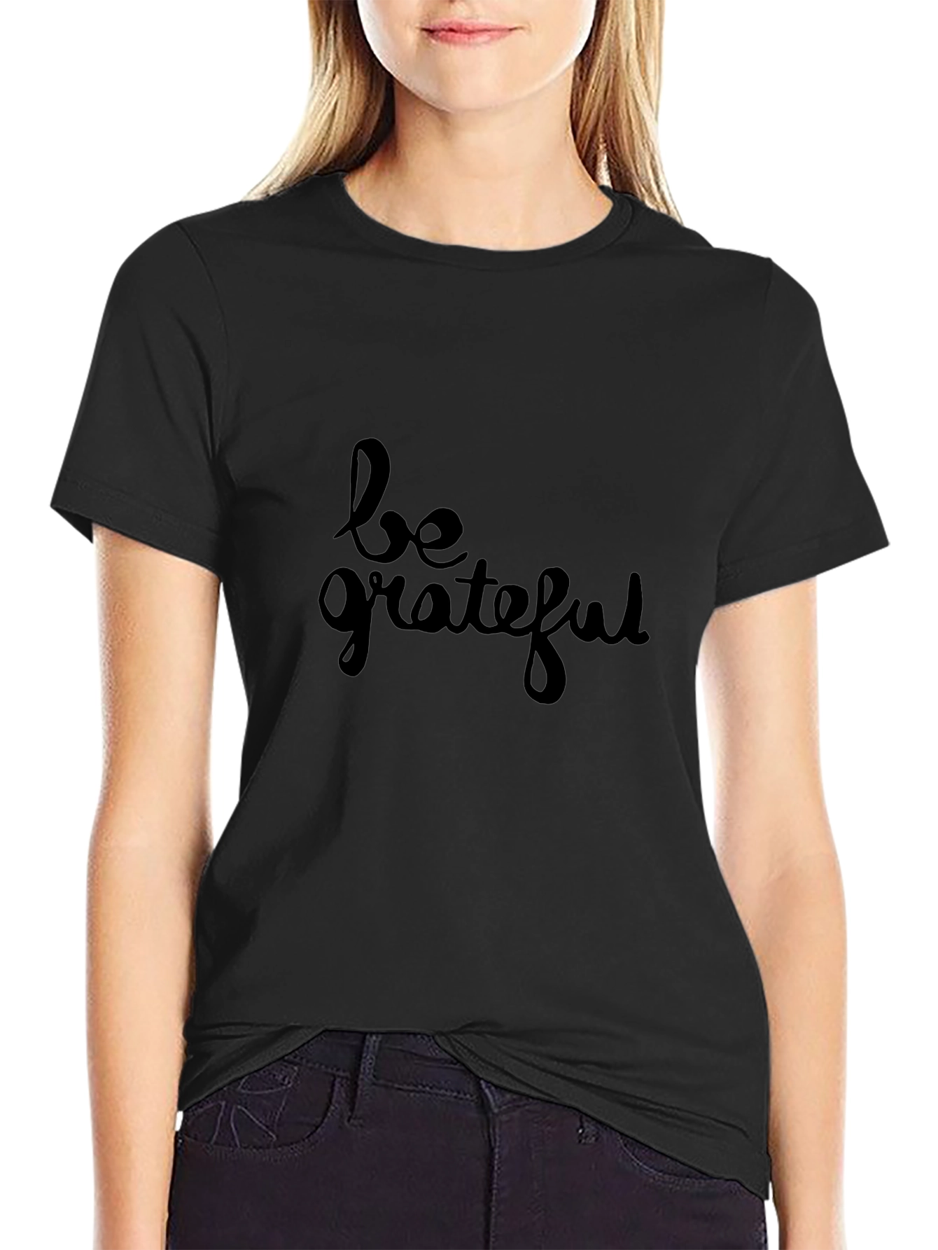 Be Grateful Black Graphic Tee - Stylish Comfort Fit