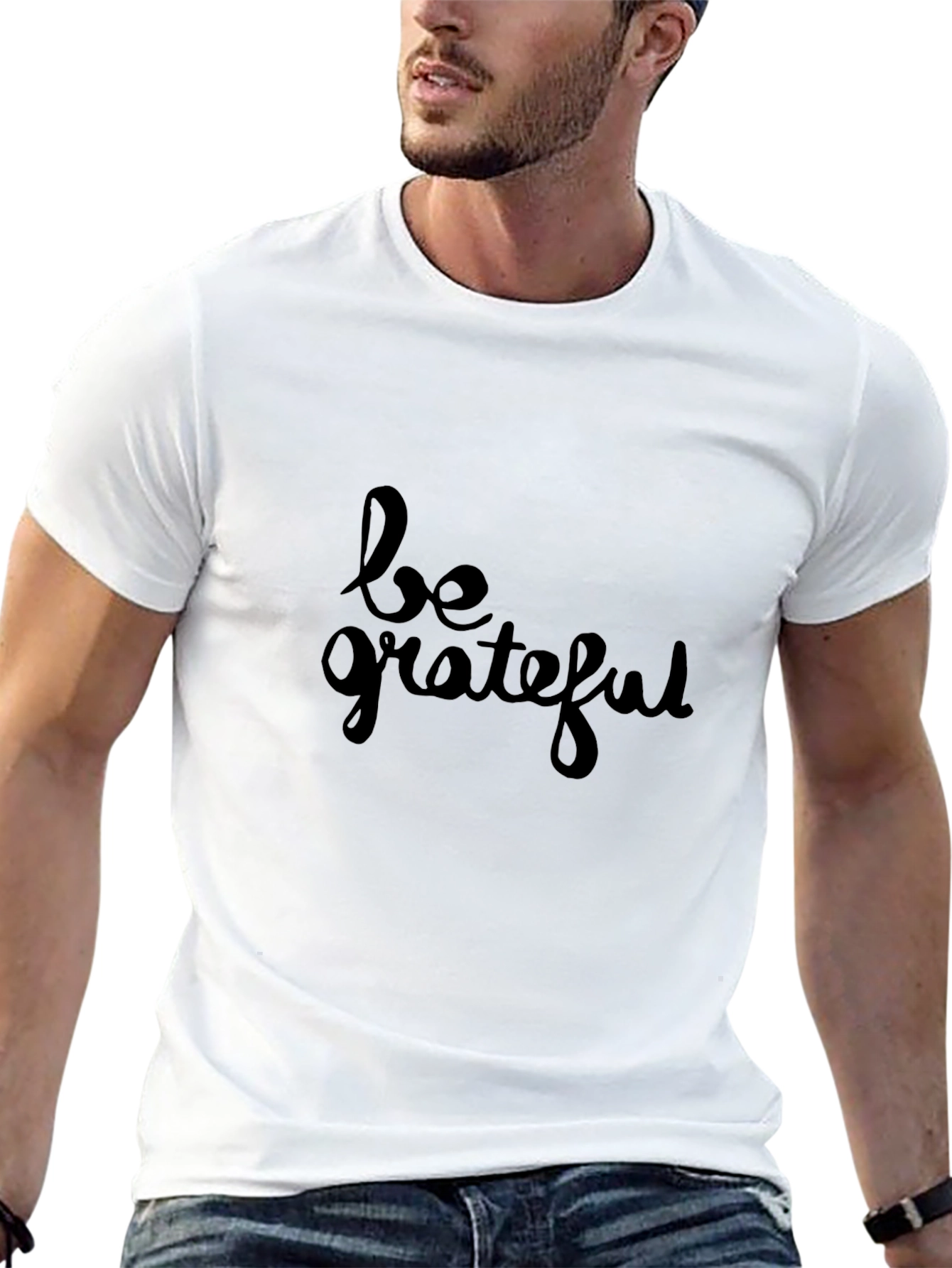 Be Grateful Black Graphic Tee - Stylish Comfort Fit