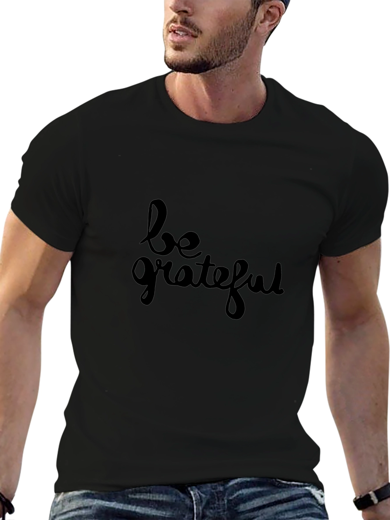 Be Grateful Black Graphic Tee - Stylish Comfort Fit