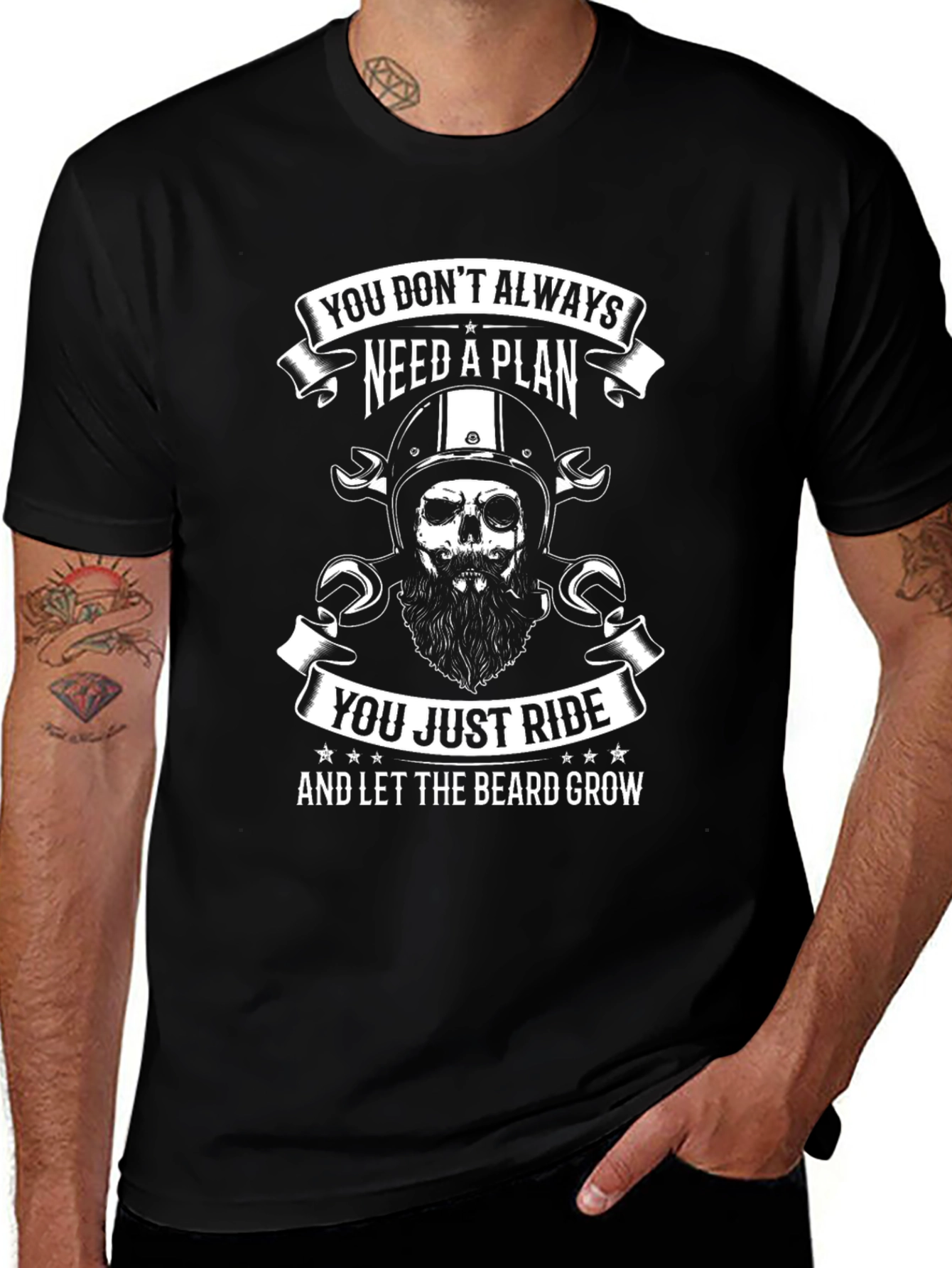 Biker Skull T-Shirt: You Dont Need a Plan Just Ride & Grow