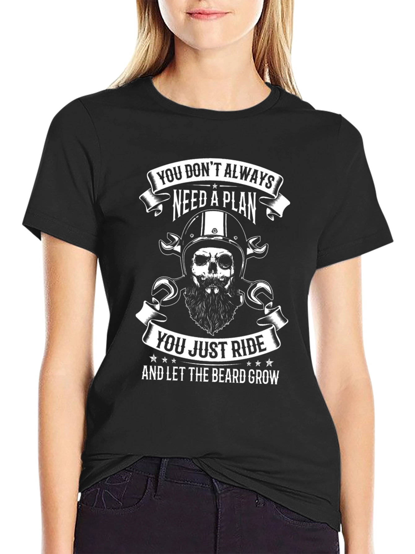 Biker Skull T-Shirt: You Dont Need a Plan Just Ride & Grow