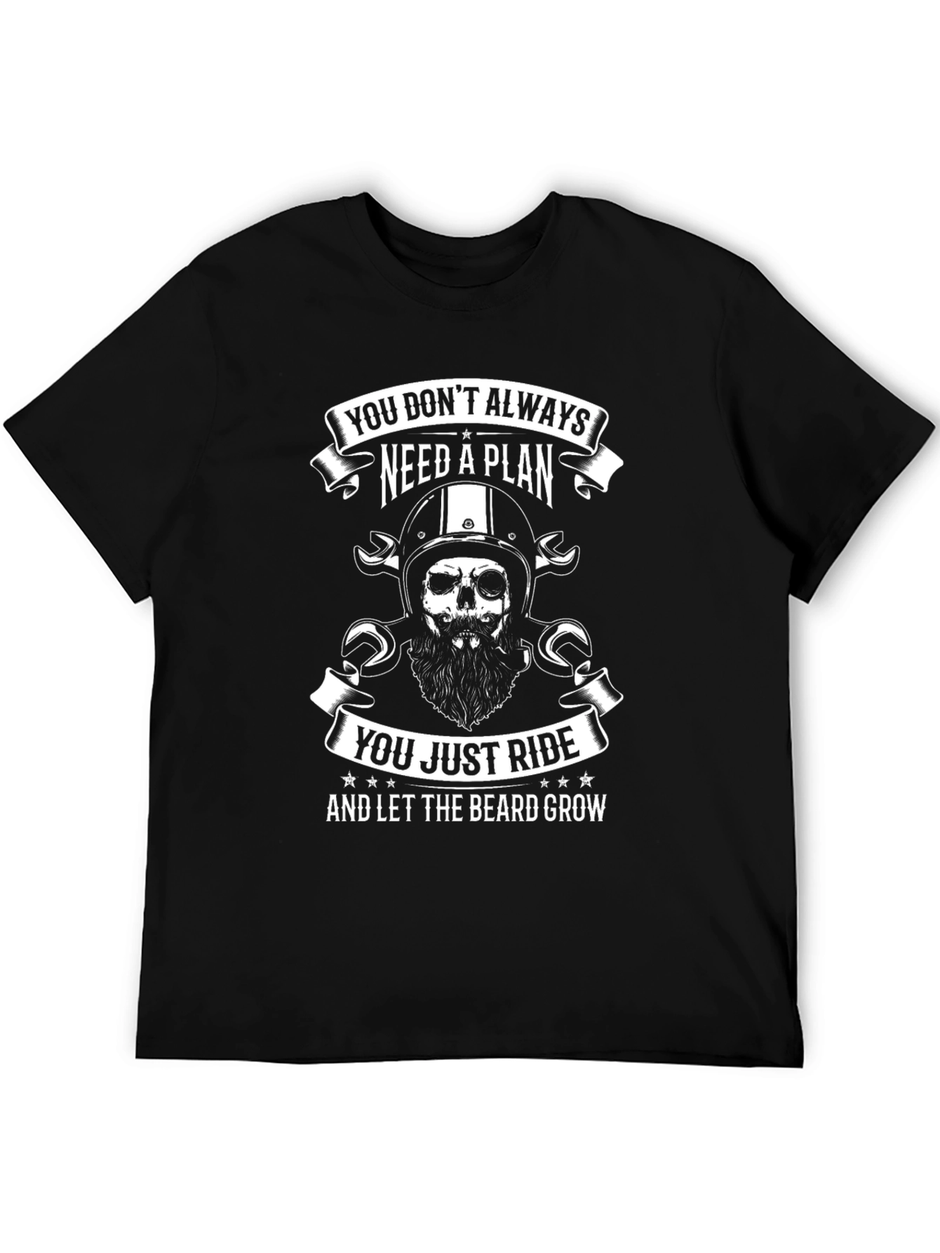 Biker Skull T-Shirt: You Dont Need a Plan Just Ride & Grow