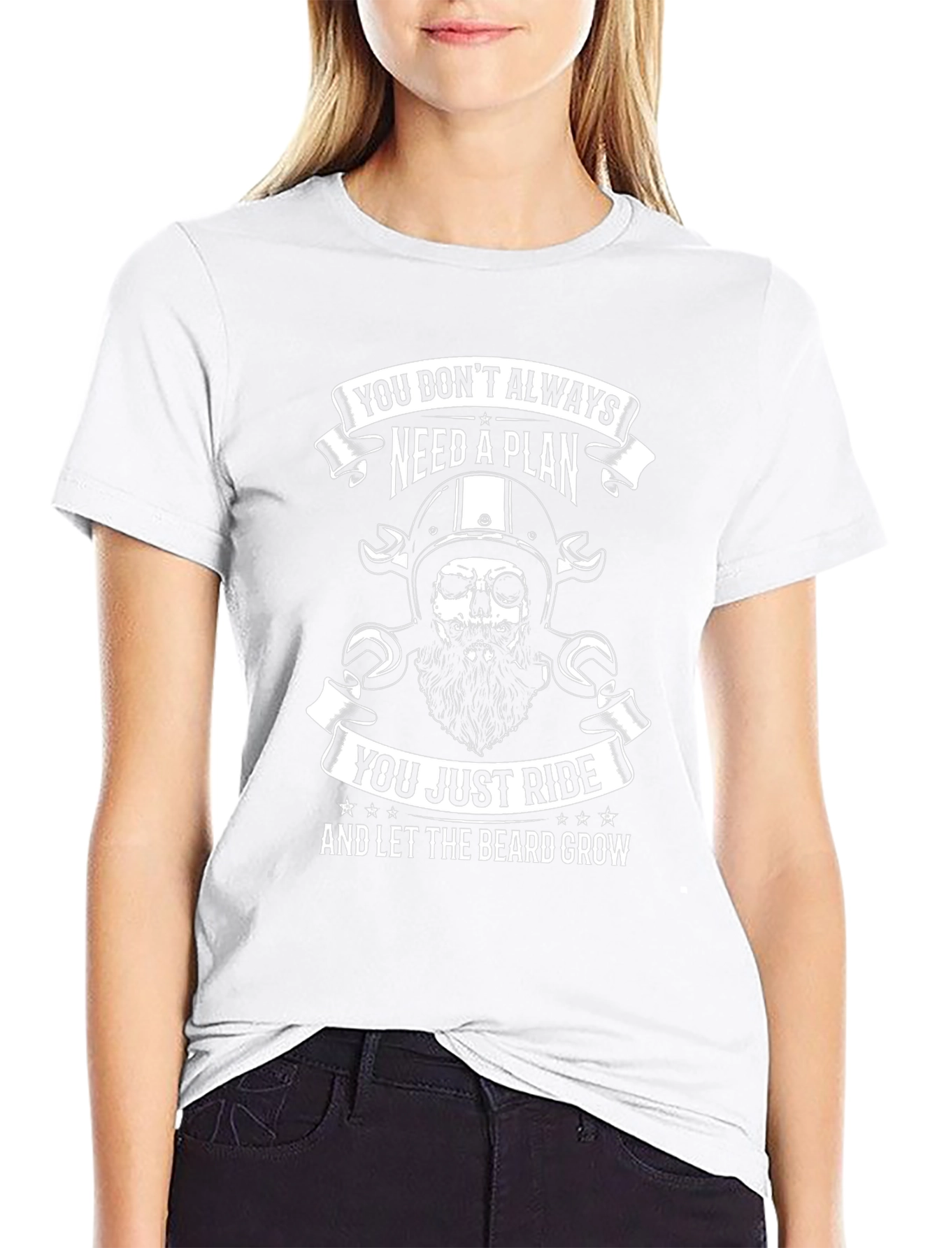 Biker Skull T-Shirt: You Dont Need a Plan Just Ride & Grow