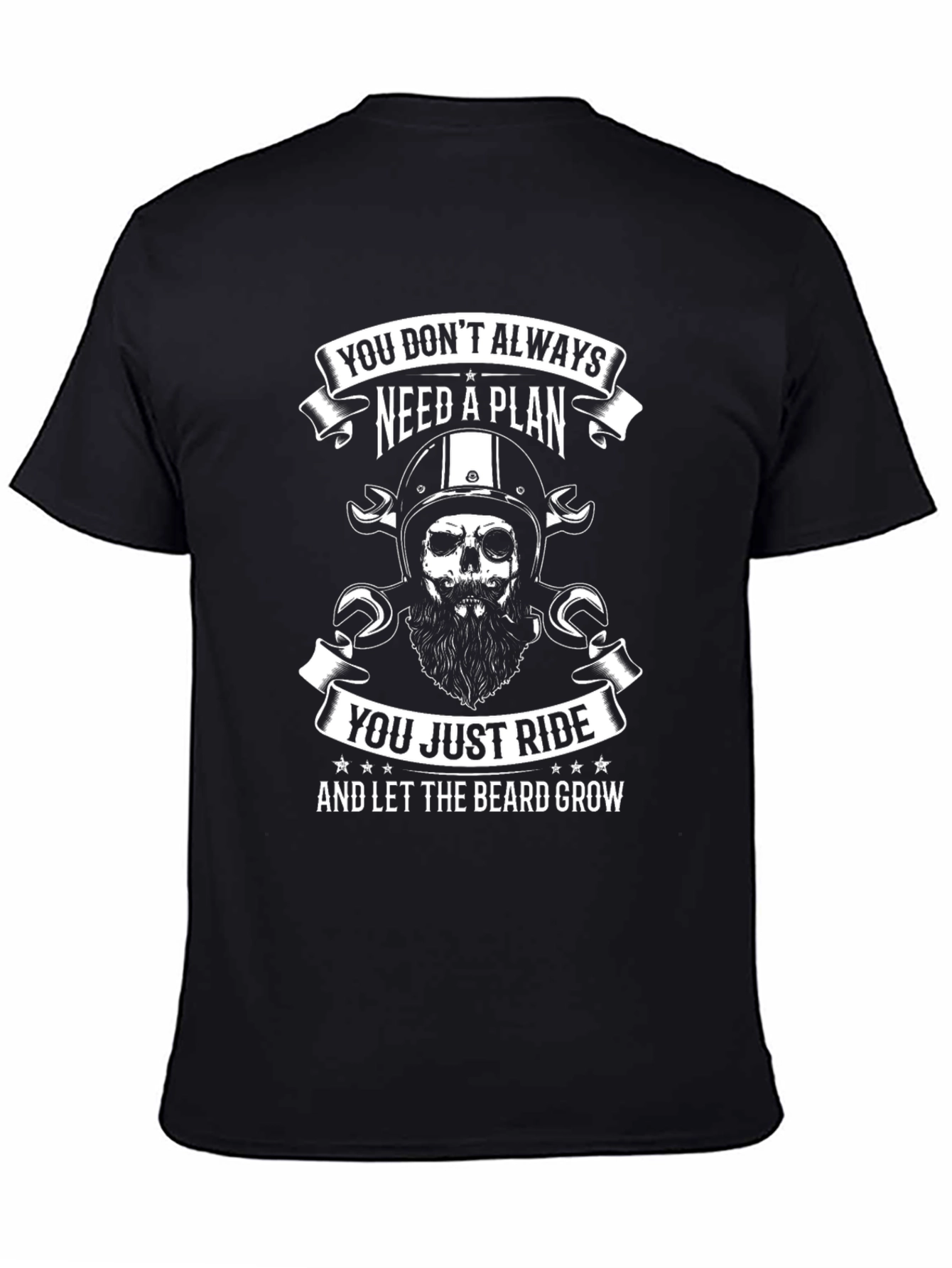 Biker Skull T-Shirt: You Dont Need a Plan Just Ride & Grow