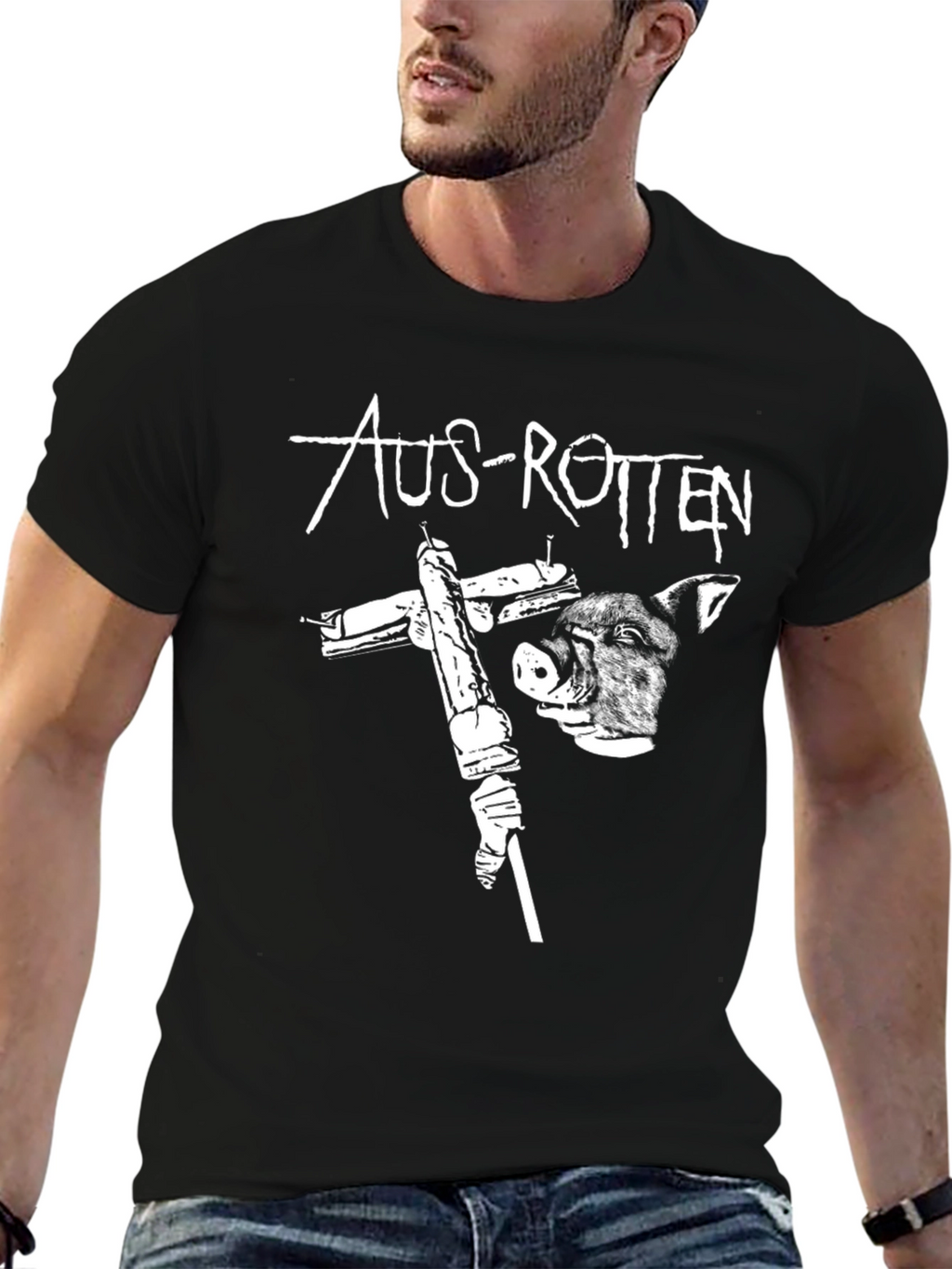 Aus-Rotten Black Graphic Tee