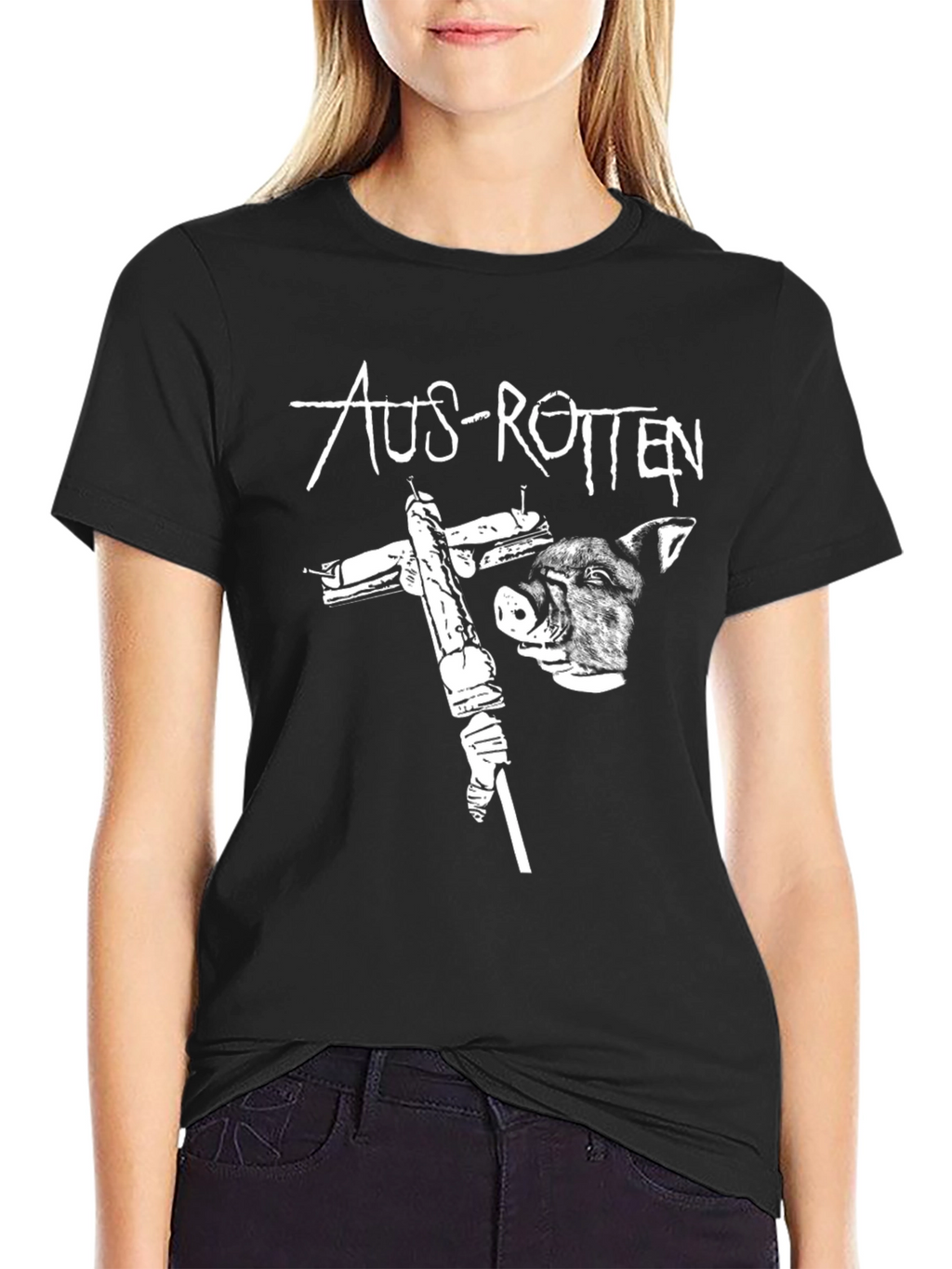 Aus-Rotten Black Graphic Tee