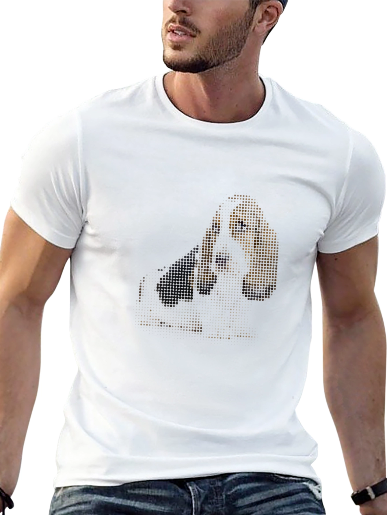 Dachshund Dot Art Black T-Shirt