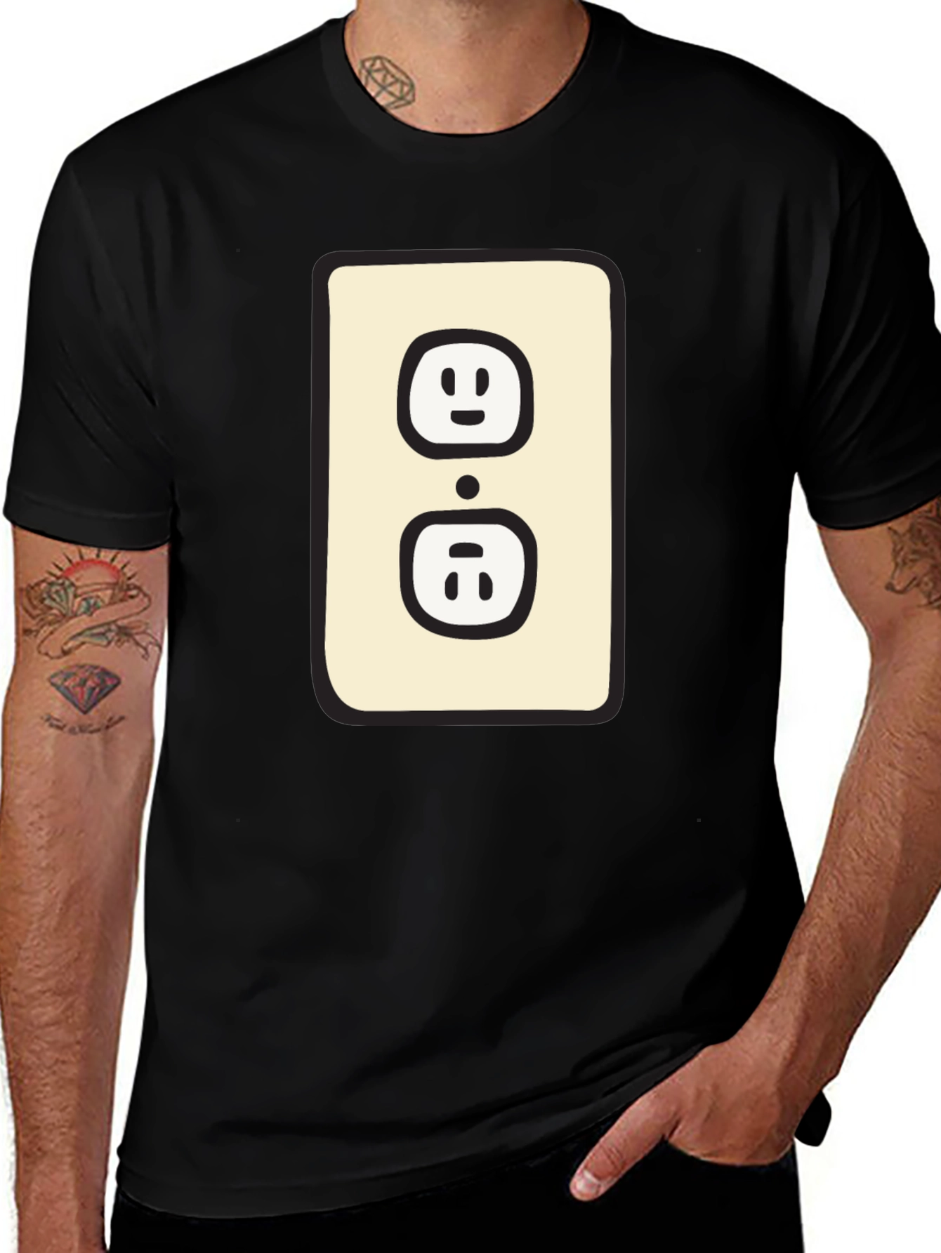 Funny Outlet Graphic Tee - Black Cotton T-Shirt